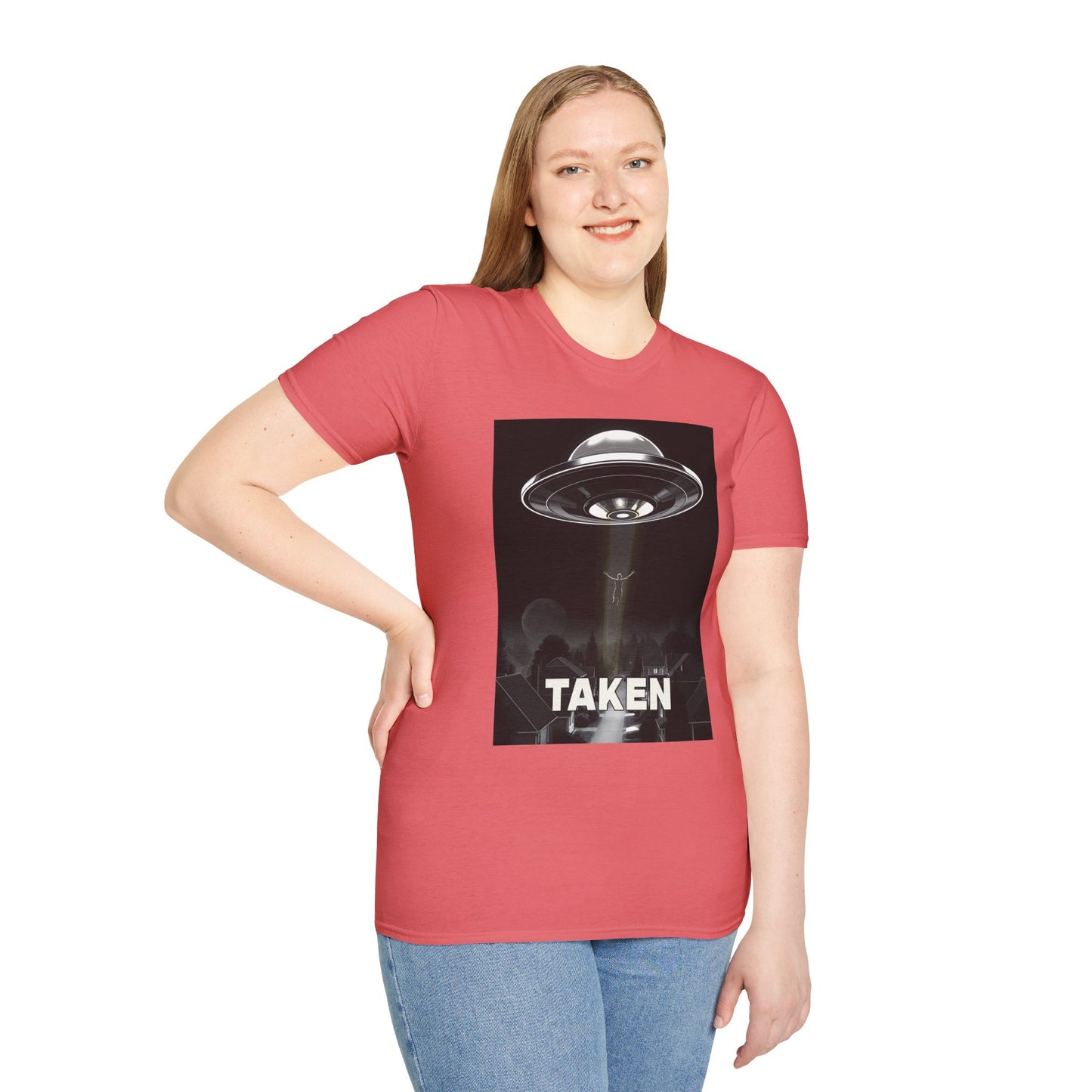 Taken 3, Alien Theme Unisex Softstyle T-Shirt, Fun Graphic Tee for UFO Lovers, Great for Casual Wear, Gifts for Sci-Fi Fans, Cool Shirt