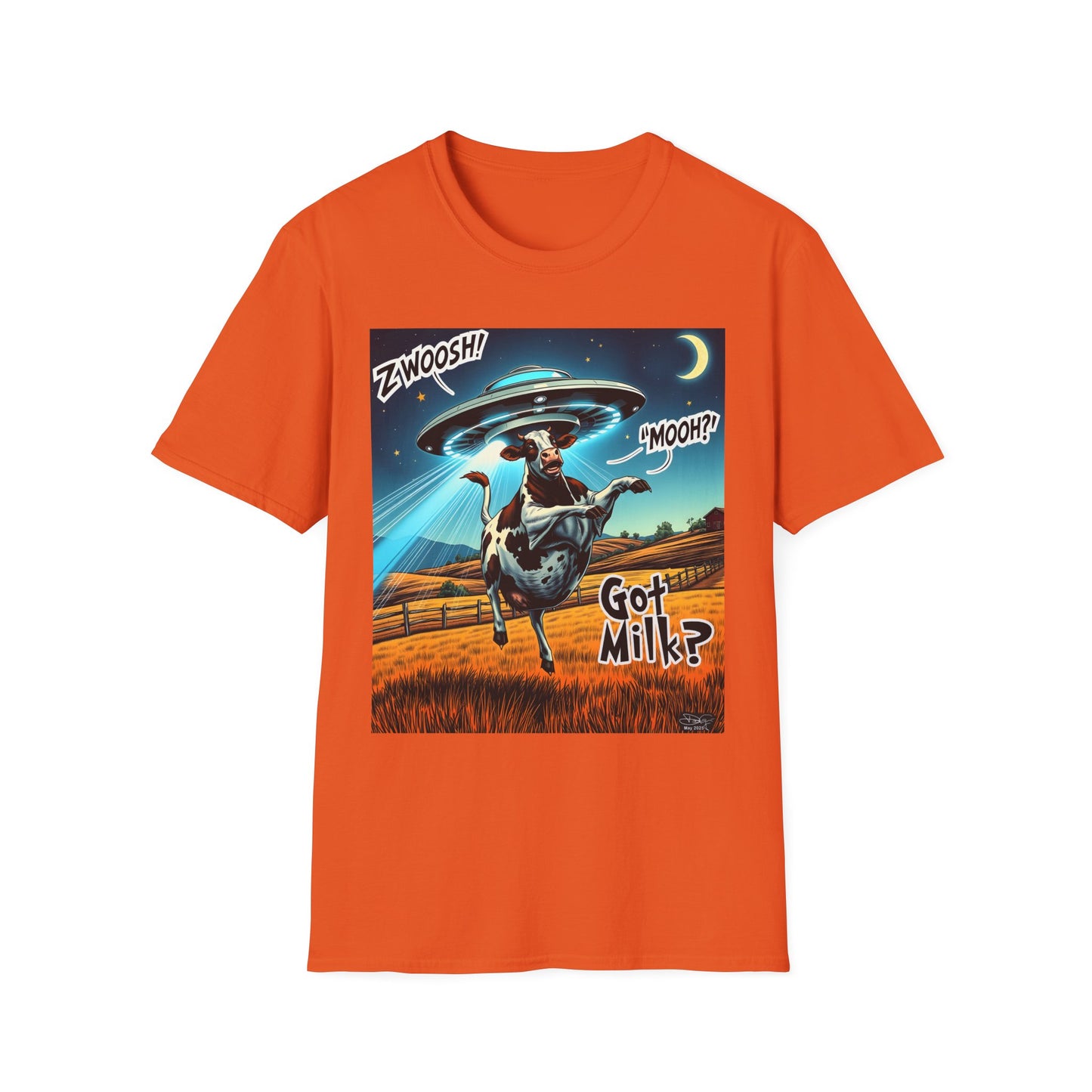 Funny Alien Cow T-Shirt - Got Milk? Unisex Soft style graphic Tee, UFO, galaxies, space, Blackhole, graphic design, png, sublimation