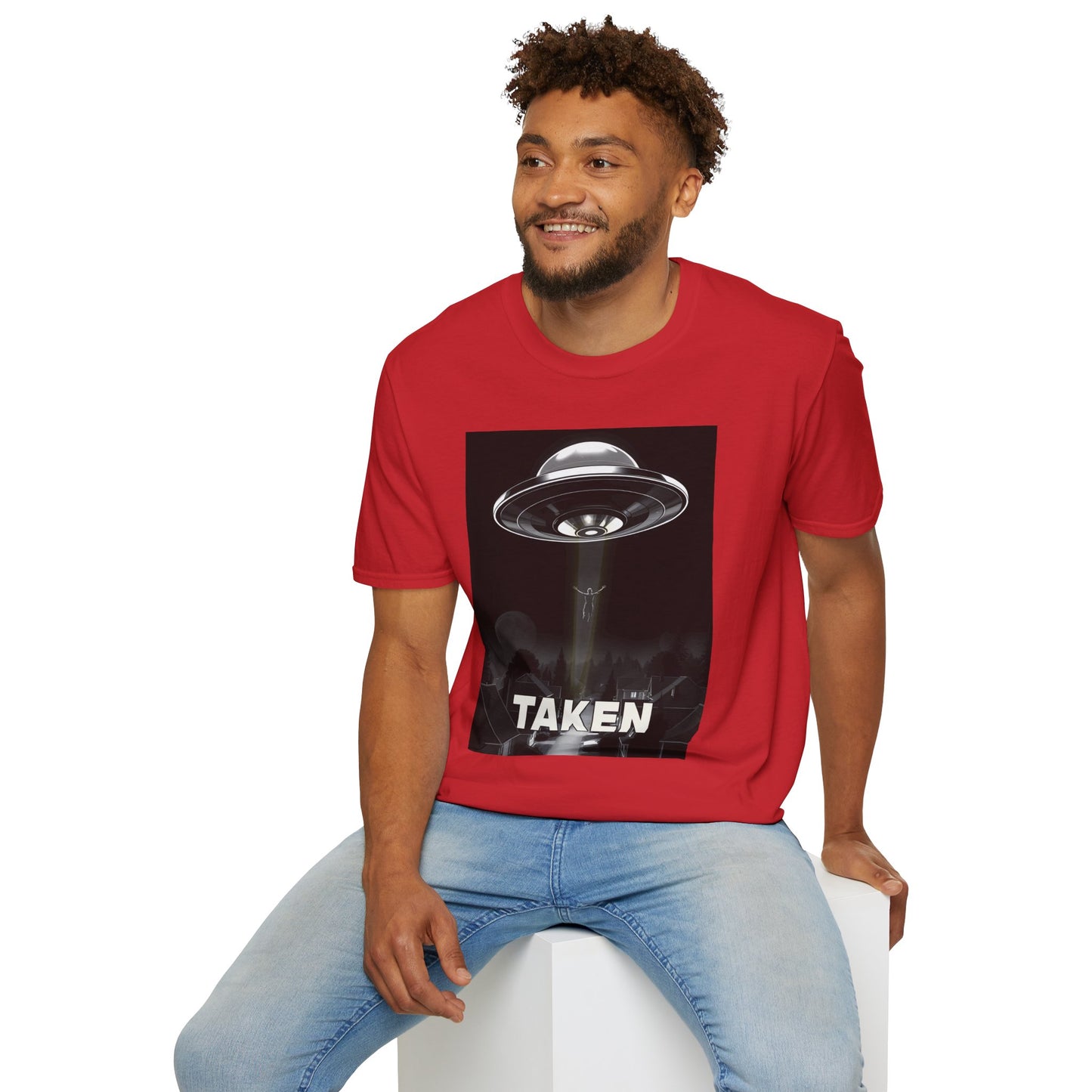 Taken 3, Alien Theme Unisex Softstyle T-Shirt, Fun Graphic Tee for UFO Lovers, Great for Casual Wear, Gifts for Sci-Fi Fans, Cool Shirt