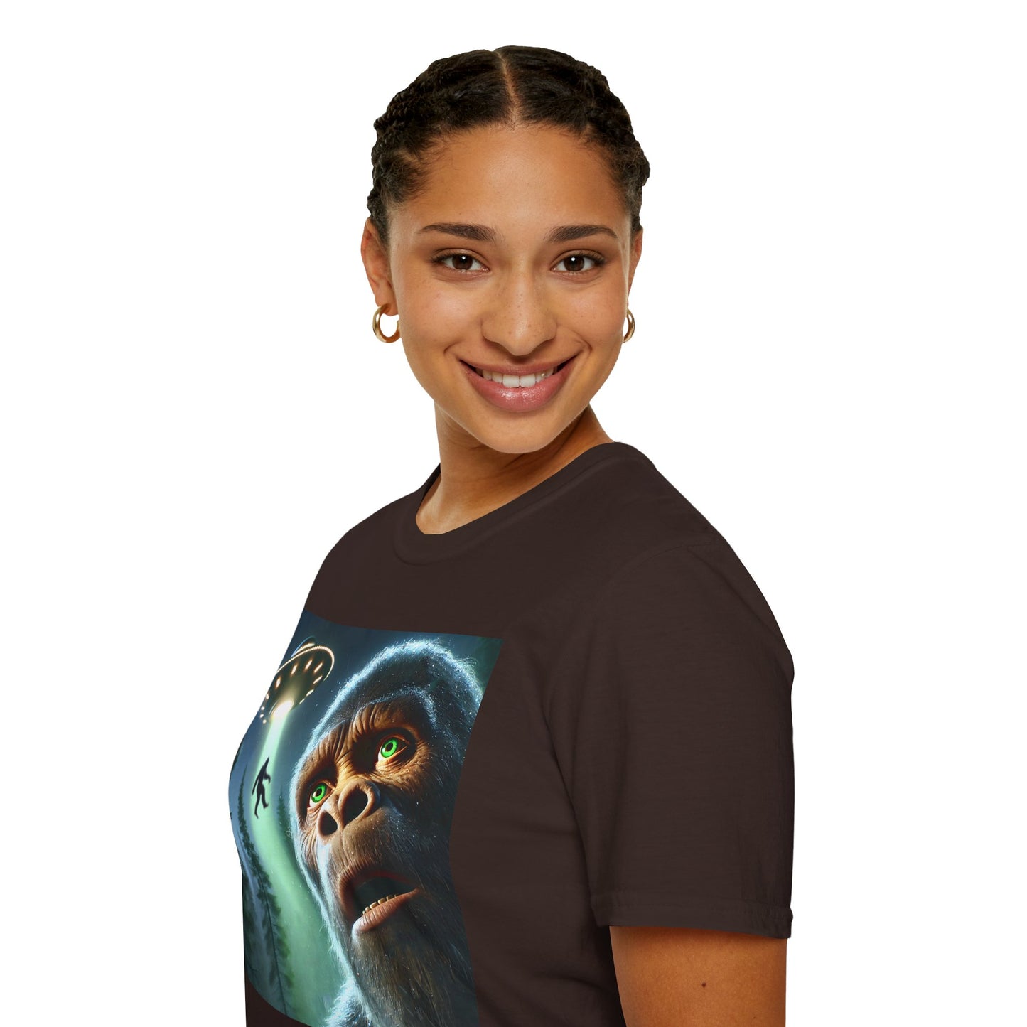 Bigfoot UFO Unisex T-Shirt, Funny Graphic Tee, Gift for Alien Lovers, Unique Summer Shirt, Casual Everyday Wear, t-shirt, tshirts, party