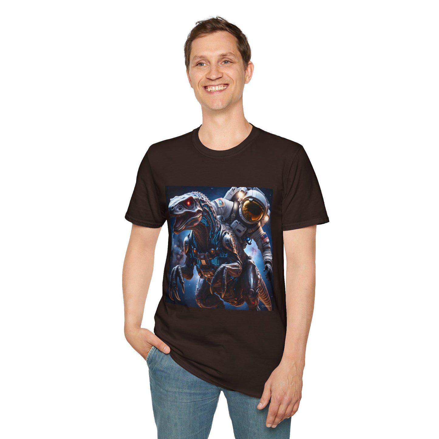 Space Dinosaur Unisex Softstyle T-Shirt, Fun Gift for Kids, Science Fiction Tee, Unique Graphic Shirt, Cool Outfit for Parties, t-shirt, tshirt, png