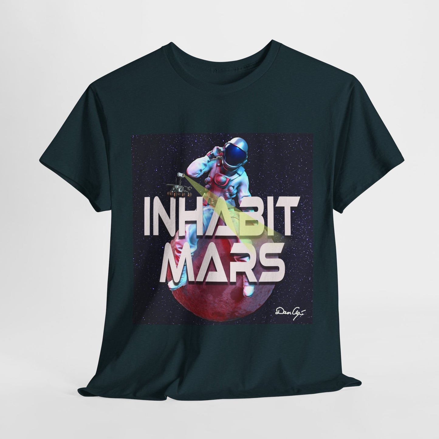 Inhabit Mars, Unisex Heavy Cotton Tee, Space, SpaceX, Universe, UFO, multiverse, graphic design, png, graphic design, t-shirts, tee