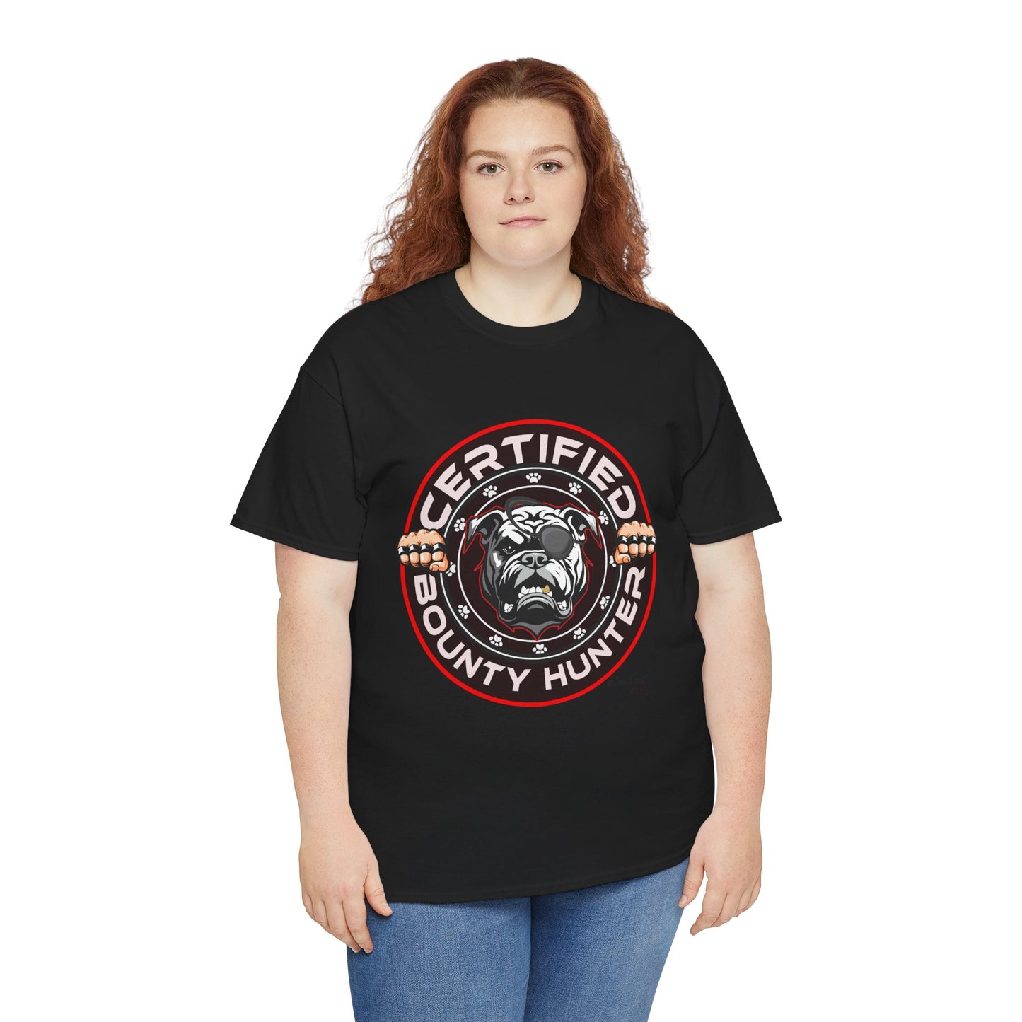 Certified Bounty Hunter, Unisex Heavy Cotton Tee, comedy, bulldog, print design, png, GraphicTees