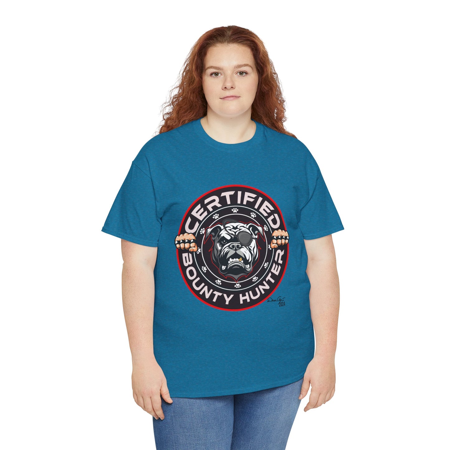 Certified Bounty Hunter, Unisex Heavy Cotton Tee, comedy, bulldog, print design, png, GraphicTees