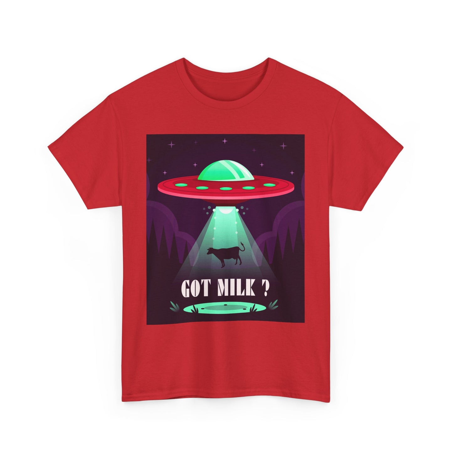Got Milk? Unisex Heavy Cotton Tee, UFO abduction, comedy, funny, t-shirt, t-shirt, graphic design, tee, png