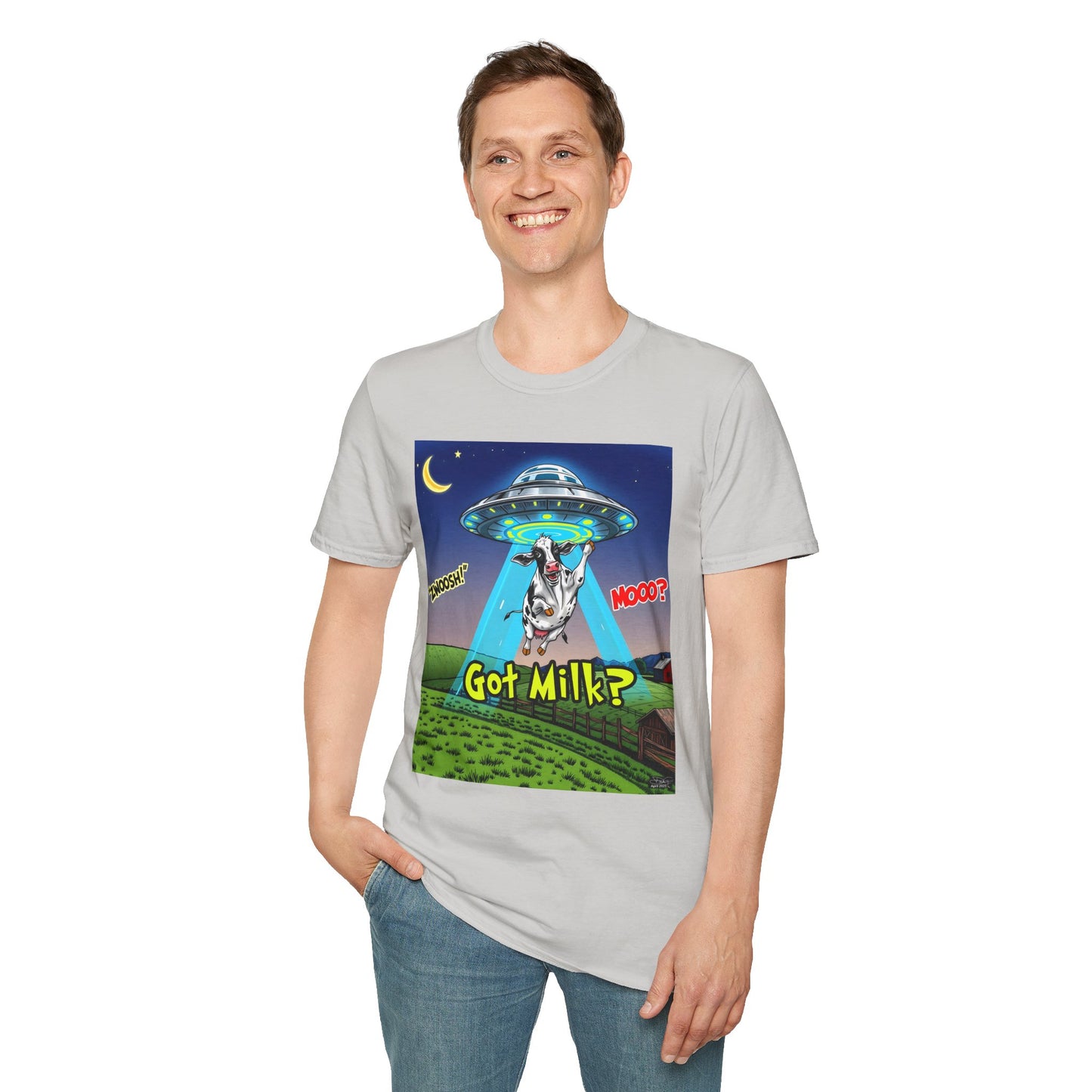 Got Milk? Funny Unisex Softstyle T-Shirt, Humorous Tee, Perfect for Cow Lovers, Milking Day, Farm-themed Gifts, Quirky Apparel, graphic