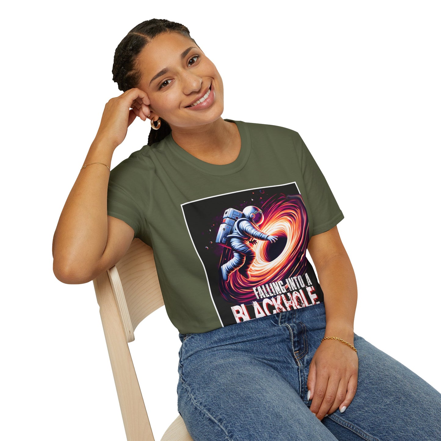 Falling Into a Blackhole Unisex Softstyle, T-Shirt, Space Lover Gift, Sci-Fi Tee, Astronomy Shirt, Creative Graphic T-Shirt, Gift Astronaut