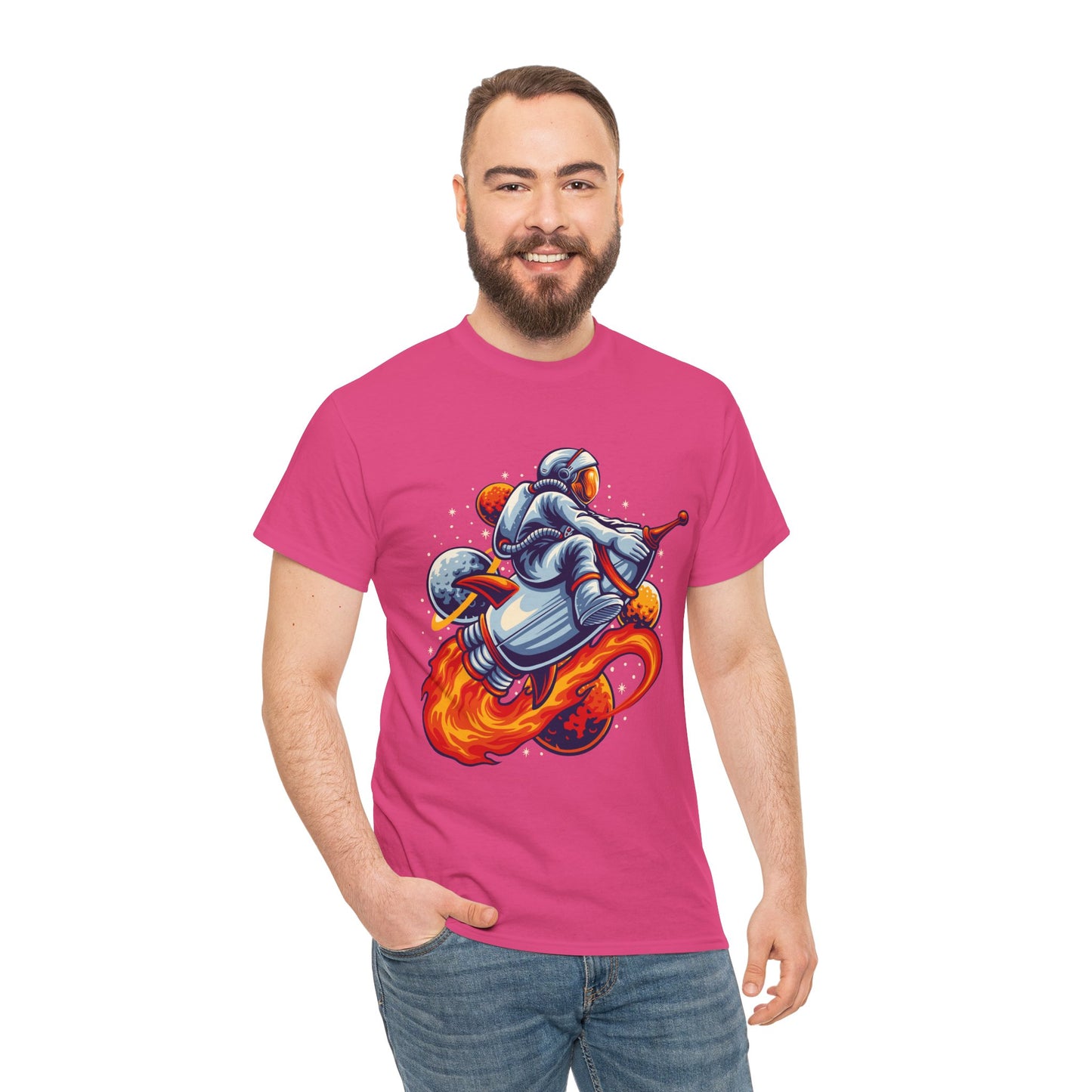 Retro Space Explorer Unisex Heavy Cotton Tee, graphic designed, tees, t-shirt, t-shirts, png