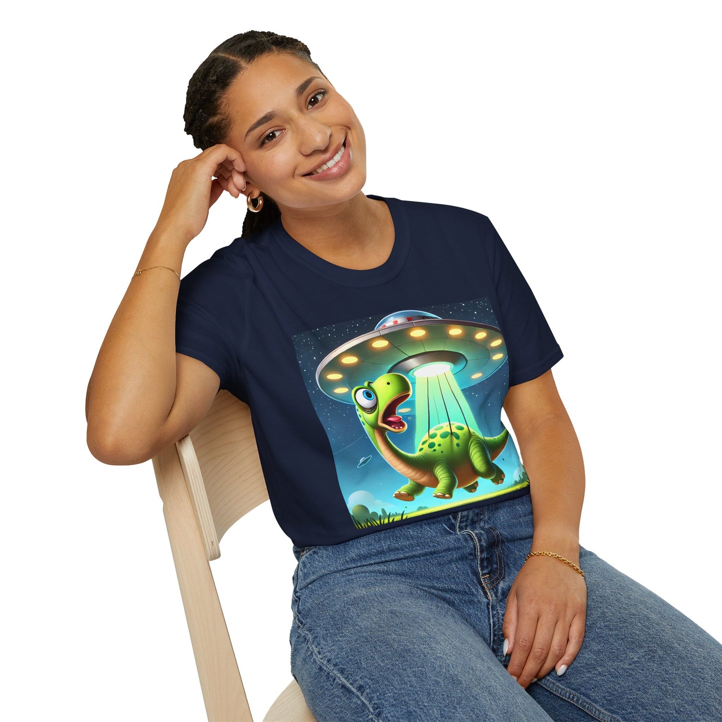 Cute Alien Dinosaur Unisex T-Shirt, Fun Graphic Tee, Kids & Adults, Space Theme, Playful Gift Idea, Birthday, Casual Wear