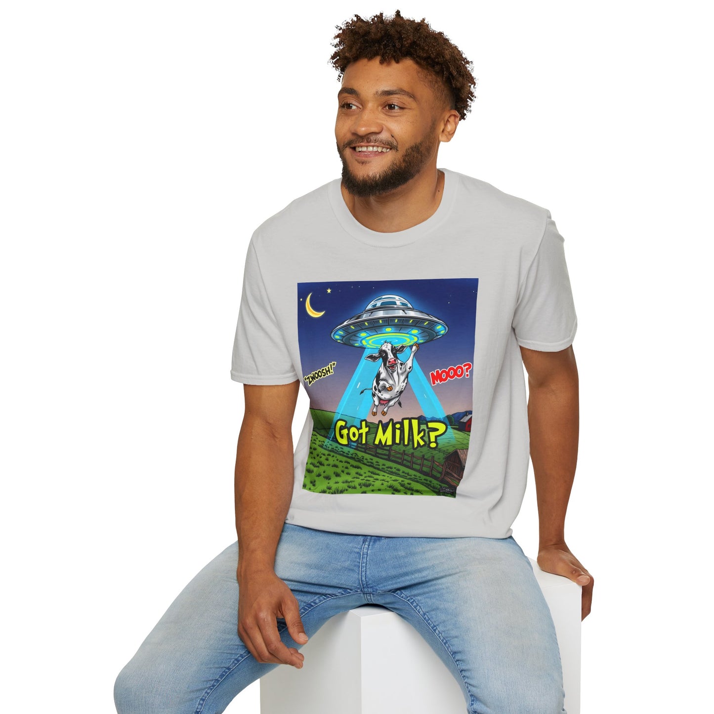 Got Milk? Funny Unisex Softstyle T-Shirt, Humorous Tee, Perfect for Cow Lovers, Milking Day, Farm-themed Gifts, Quirky Apparel, graphic