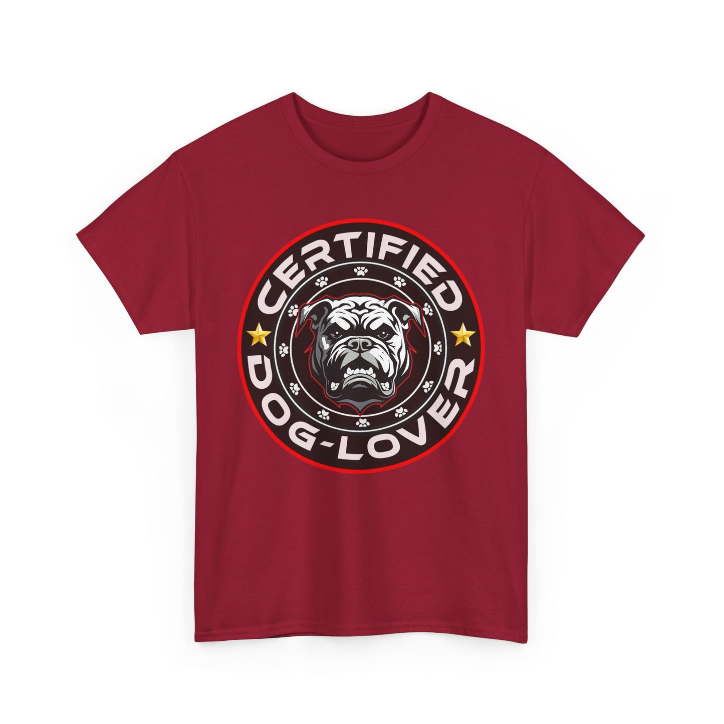 Certified Dog Lover Unisex Tee - Bulldog Print Design, GraphicTees, t-shirt, tshirt, png