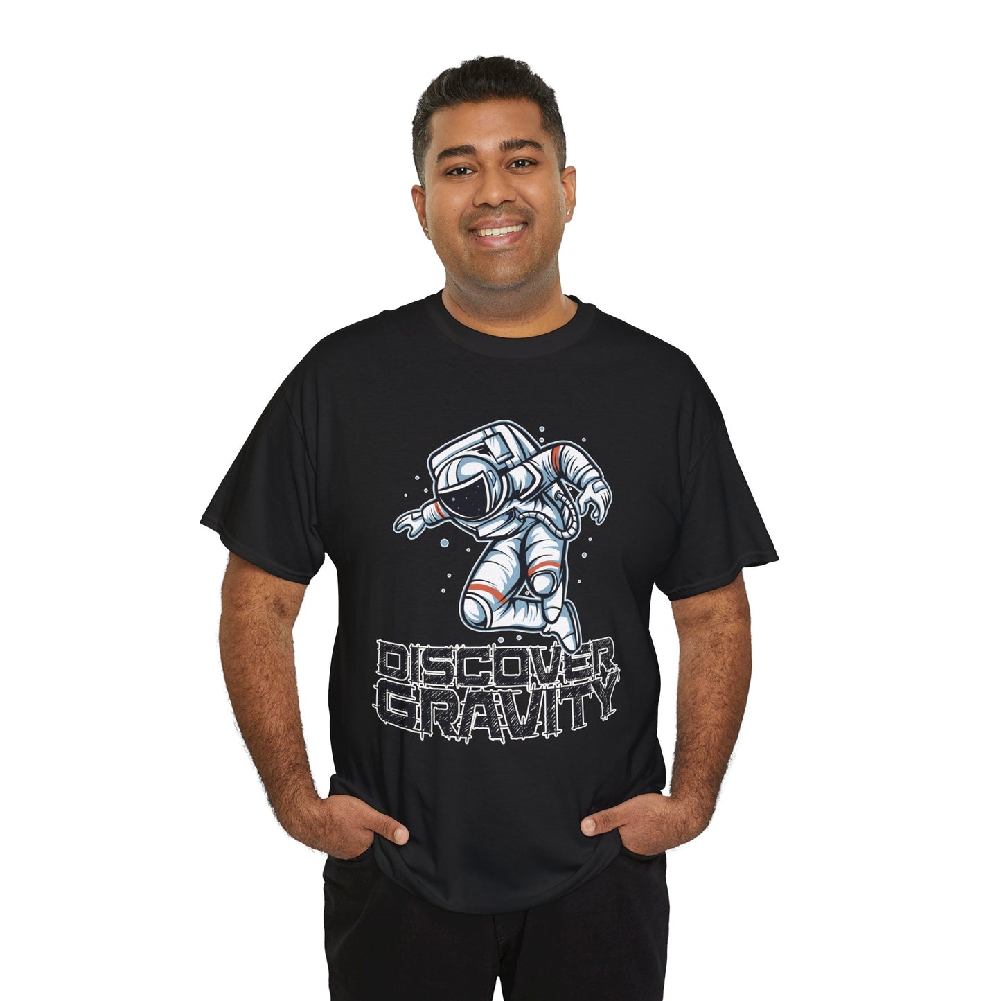 Discover Gravity. Unisex Heavy Cotton Tee - Fun Astronaut, Astronomy Graphic Tee - Unisex graphic design, png Express Delivery available
