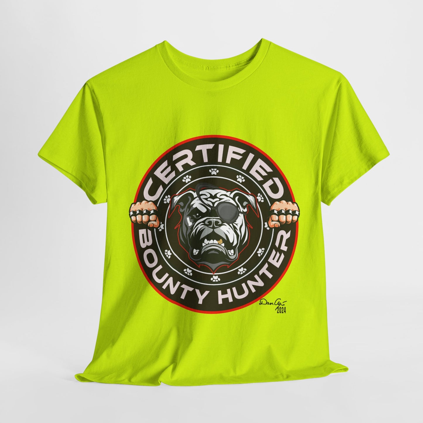 Certified Bounty Hunter, Unisex Heavy Cotton Tee, comedy, bulldog, print design, png, GraphicTees