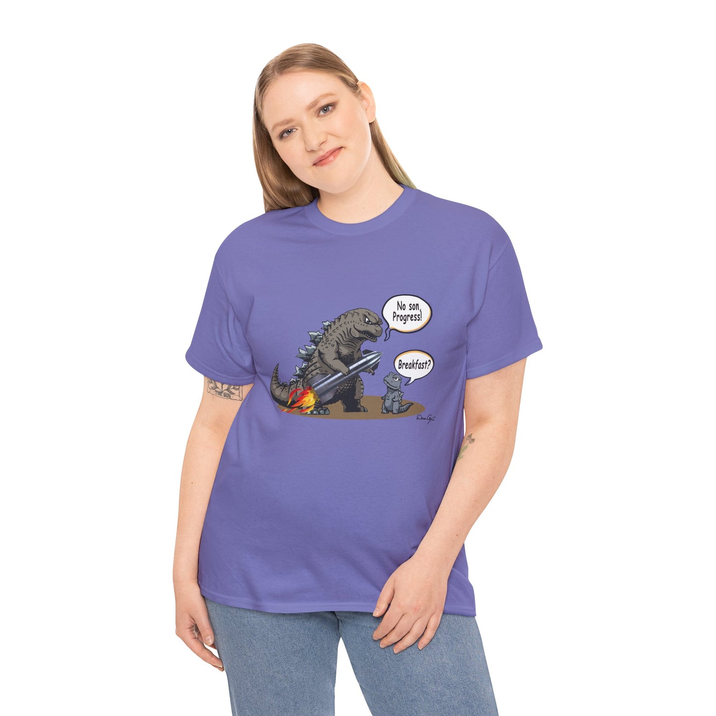 Godzilla, Son and SpaceX, Unisex Heavy Cotton Tee, print design, t-shirt, t-shirts, t-shirts, png, funny, cartoons, tee