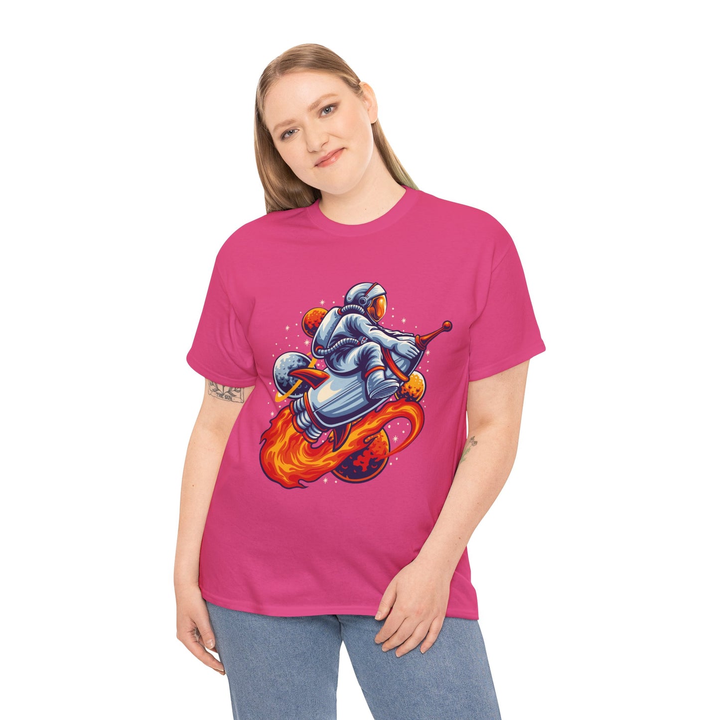 Retro Space Explorer Unisex Heavy Cotton Tee, graphic designed, tees, t-shirt, t-shirts, png