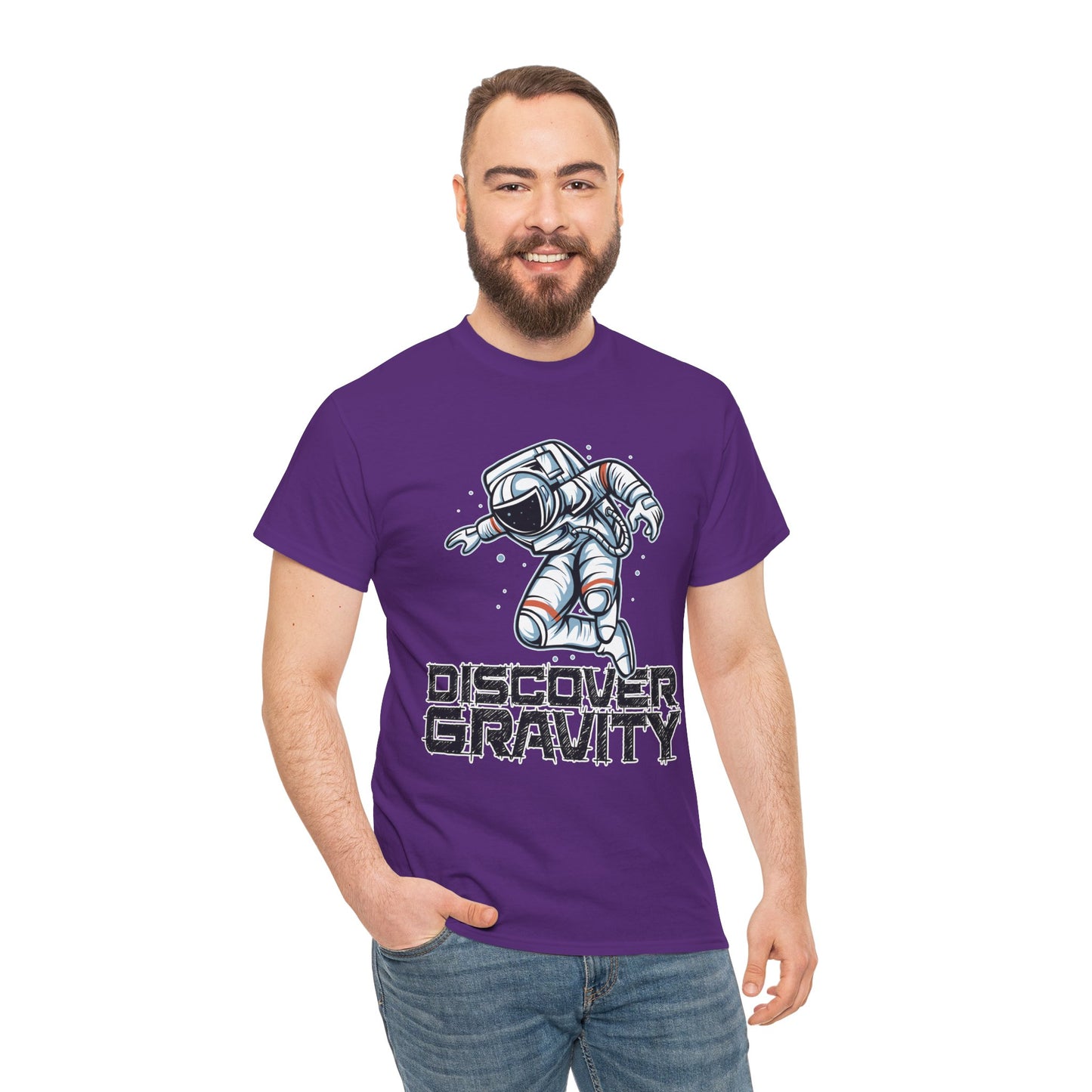 Discover Gravity. Unisex Heavy Cotton Tee - Fun Astronaut, Astronomy Graphic Tee - Unisex graphic design, png Express Delivery available