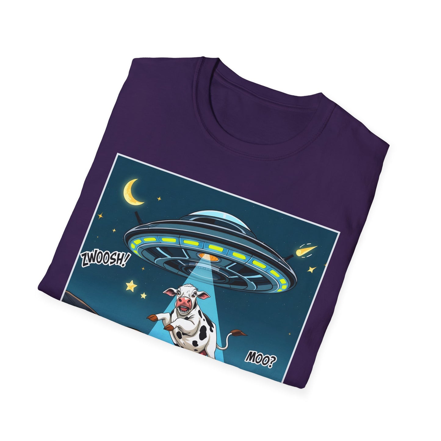 Got Milk? Cow UFO Unisex Softstyle T-Shirt – Fun Graphic Tee for Dairy Lovers, graphic tees, t-shirt, tshirt, graphic design, png