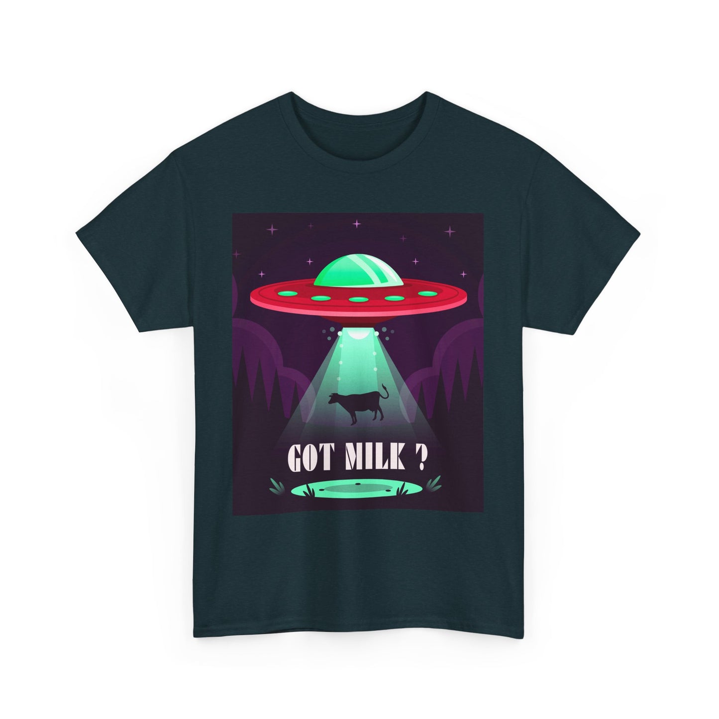 Got Milk? Unisex Heavy Cotton Tee, UFO abduction, comedy, funny, t-shirt, t-shirt, graphic design, tee, png