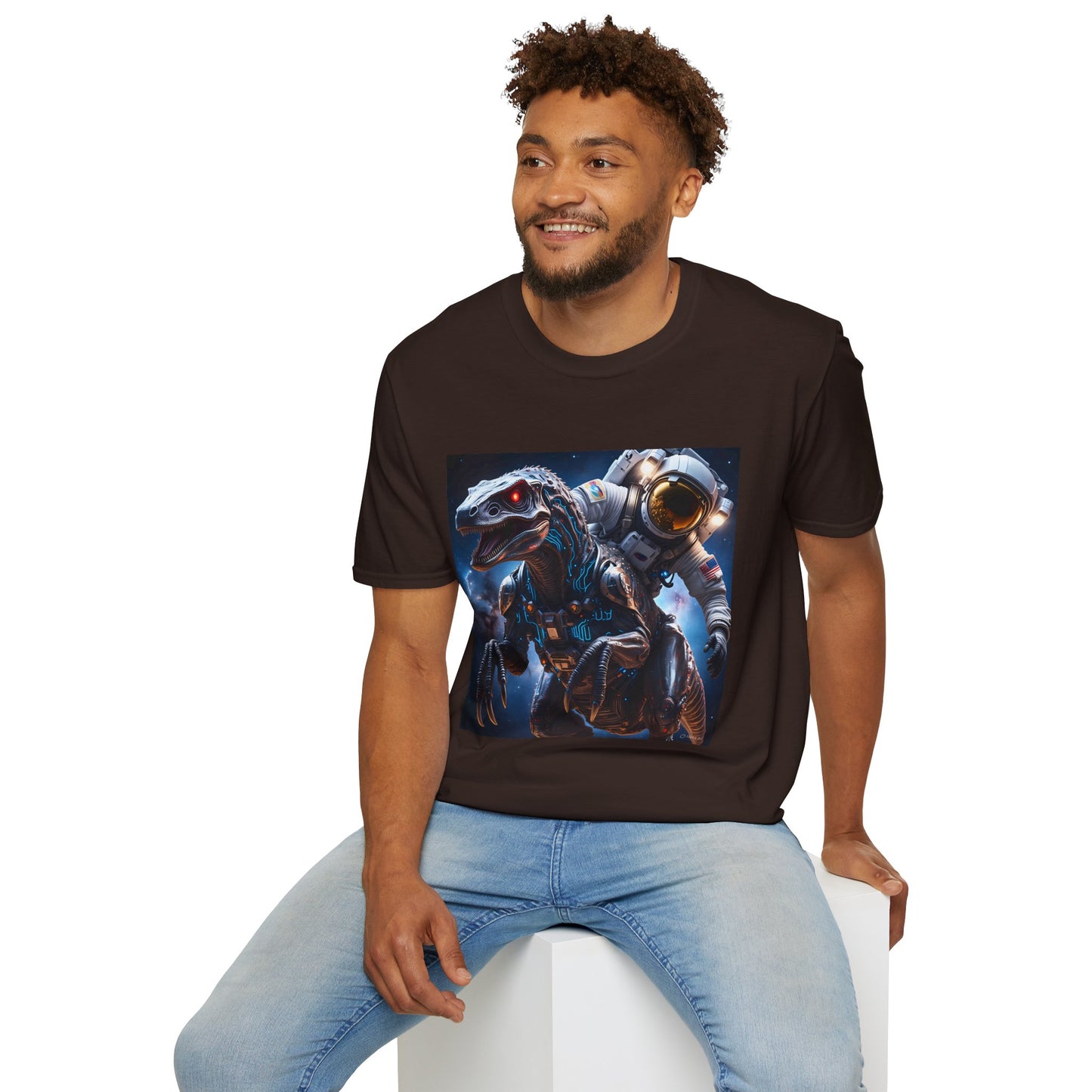 Space Dinosaur Unisex Softstyle T-Shirt, Fun Gift for Kids, Science Fiction Tee, Unique Graphic Shirt, Cool Outfit for Parties, t-shirt, tshirt, png