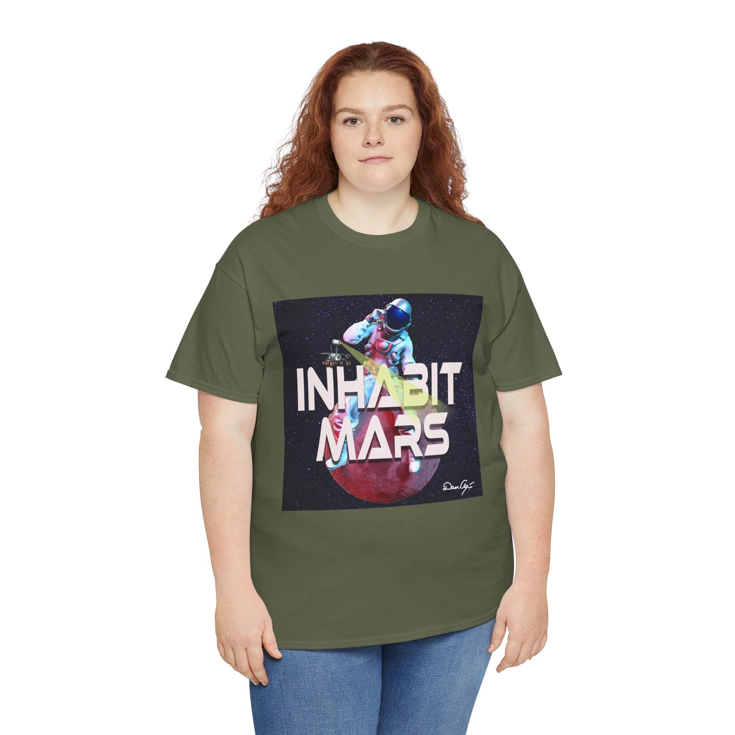 Inhabit Mars, Unisex Heavy Cotton Tee, Space, SpaceX, Universe, UFO, multiverse, graphic design, png, graphic design, t-shirts, tee