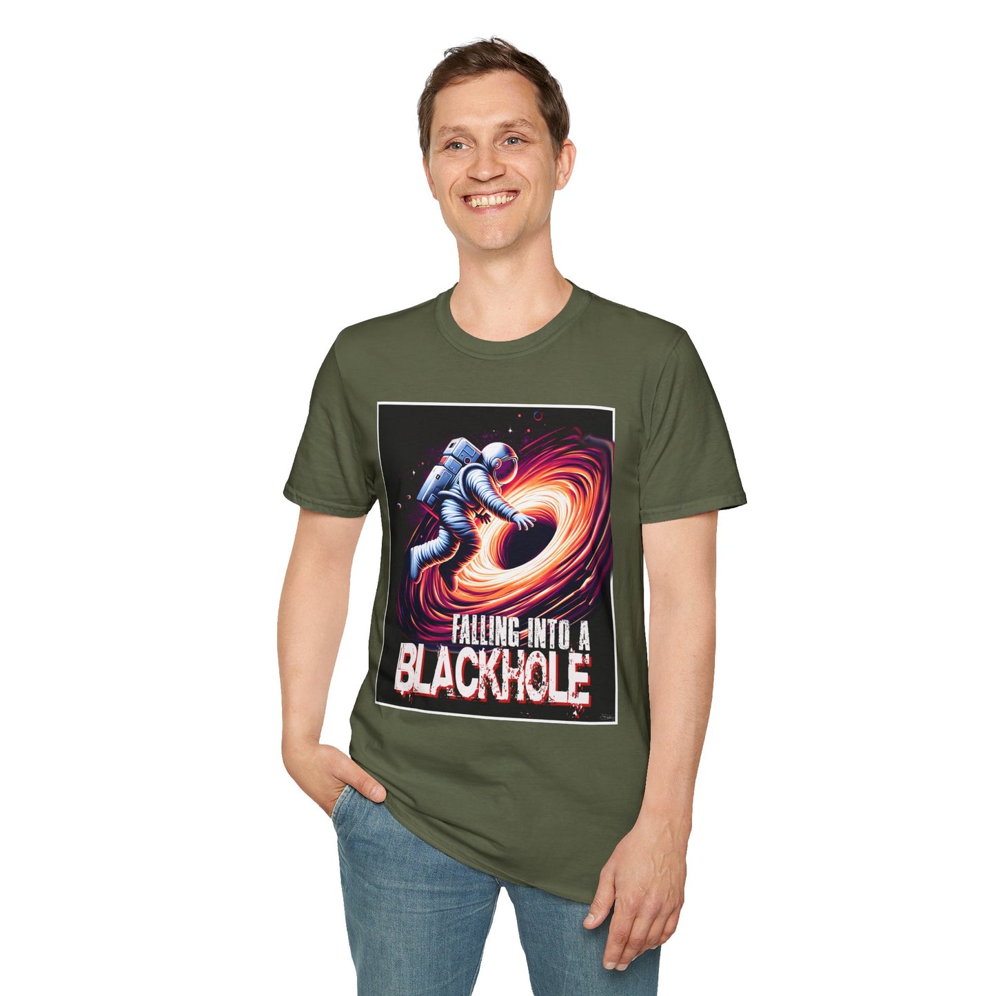 Falling Into a Blackhole Unisex Softstyle, T-Shirt, Space Lover Gift, Sci-Fi Tee, Astronomy Shirt, Creative Graphic T-Shirt, Gift Astronaut