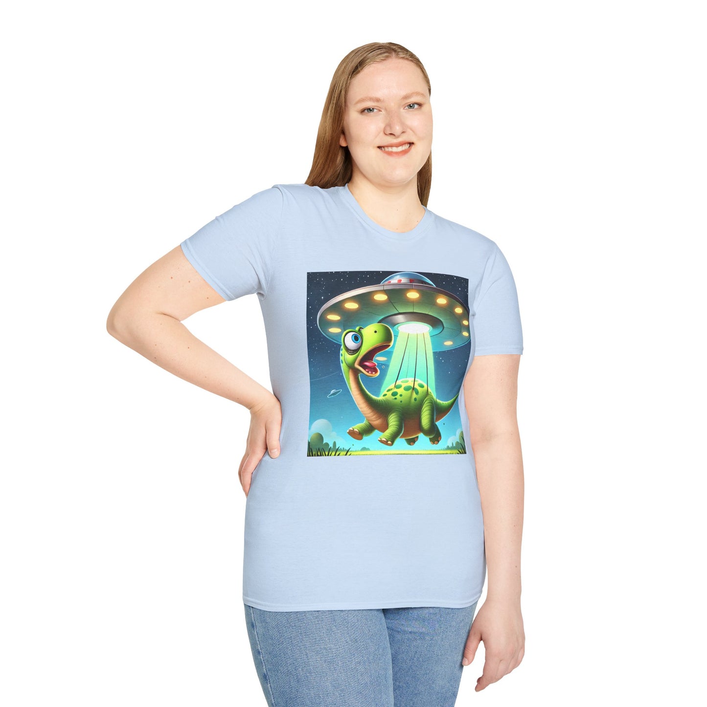 Cute Alien Dinosaur Unisex T-Shirt, Fun Graphic Tee, Kids & Adults, Space Theme, Playful Gift Idea, Birthday, Casual Wear