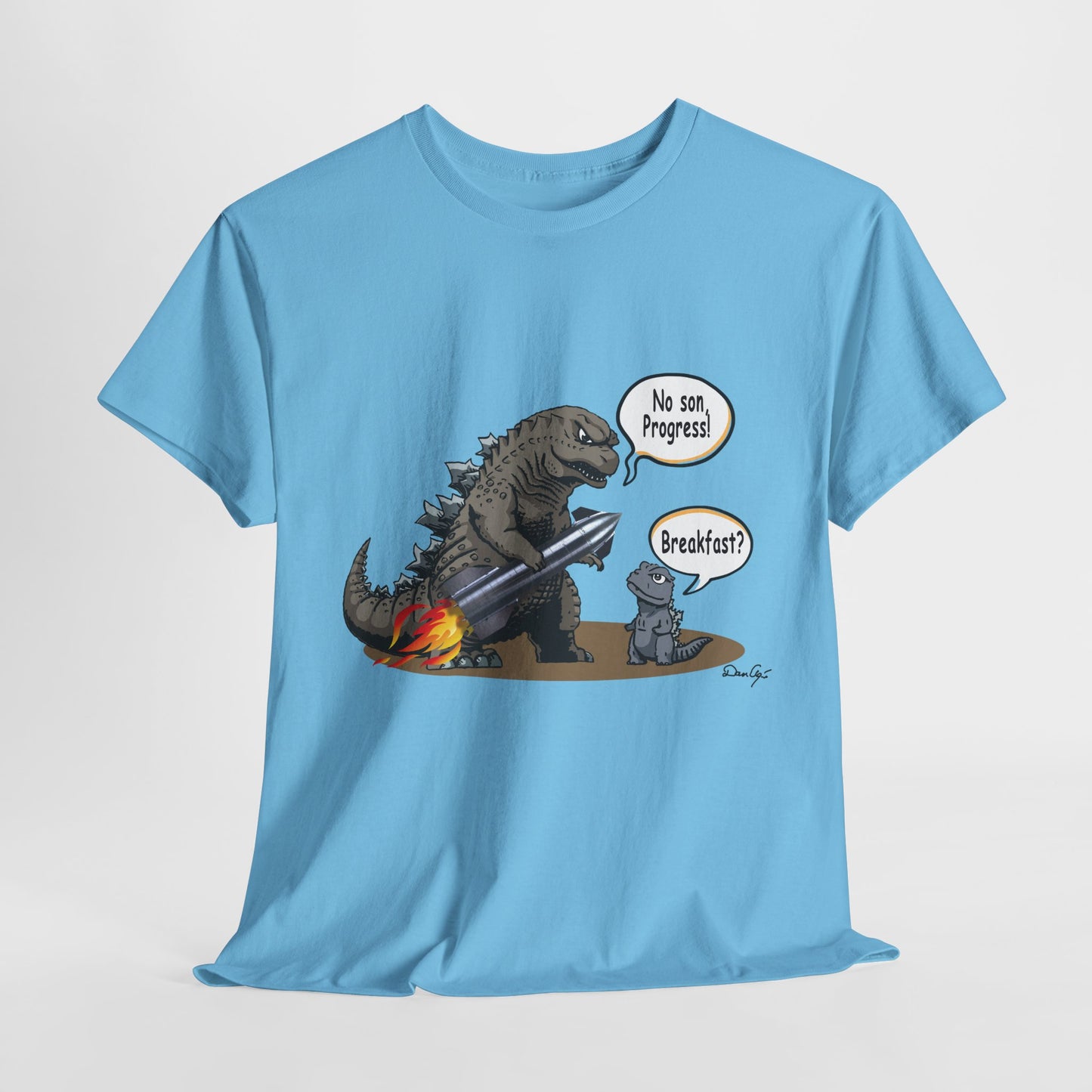 Godzilla, Son and SpaceX, Unisex Heavy Cotton Tee, print design, t-shirt, t-shirts, t-shirts, png, funny, cartoons, tee