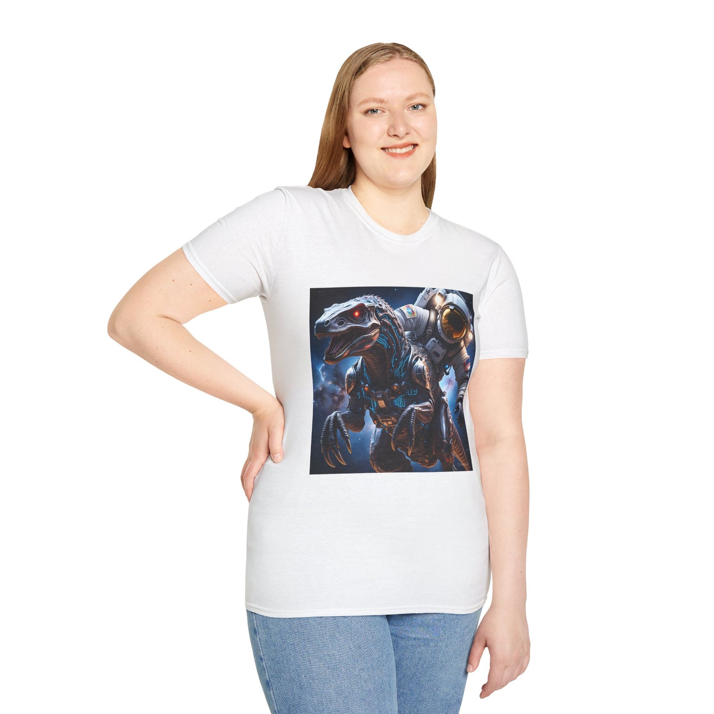 Space Dinosaur Unisex Softstyle T-Shirt, Fun Gift for Kids, Science Fiction Tee, Unique Graphic Shirt, Cool Outfit for Parties, t-shirt, tshirt, png