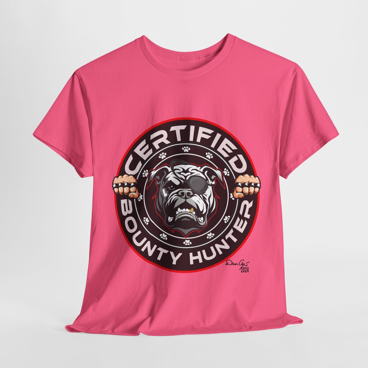 Certified Bounty Hunter, Unisex Heavy Cotton Tee, comedy, bulldog, print design, png, GraphicTees