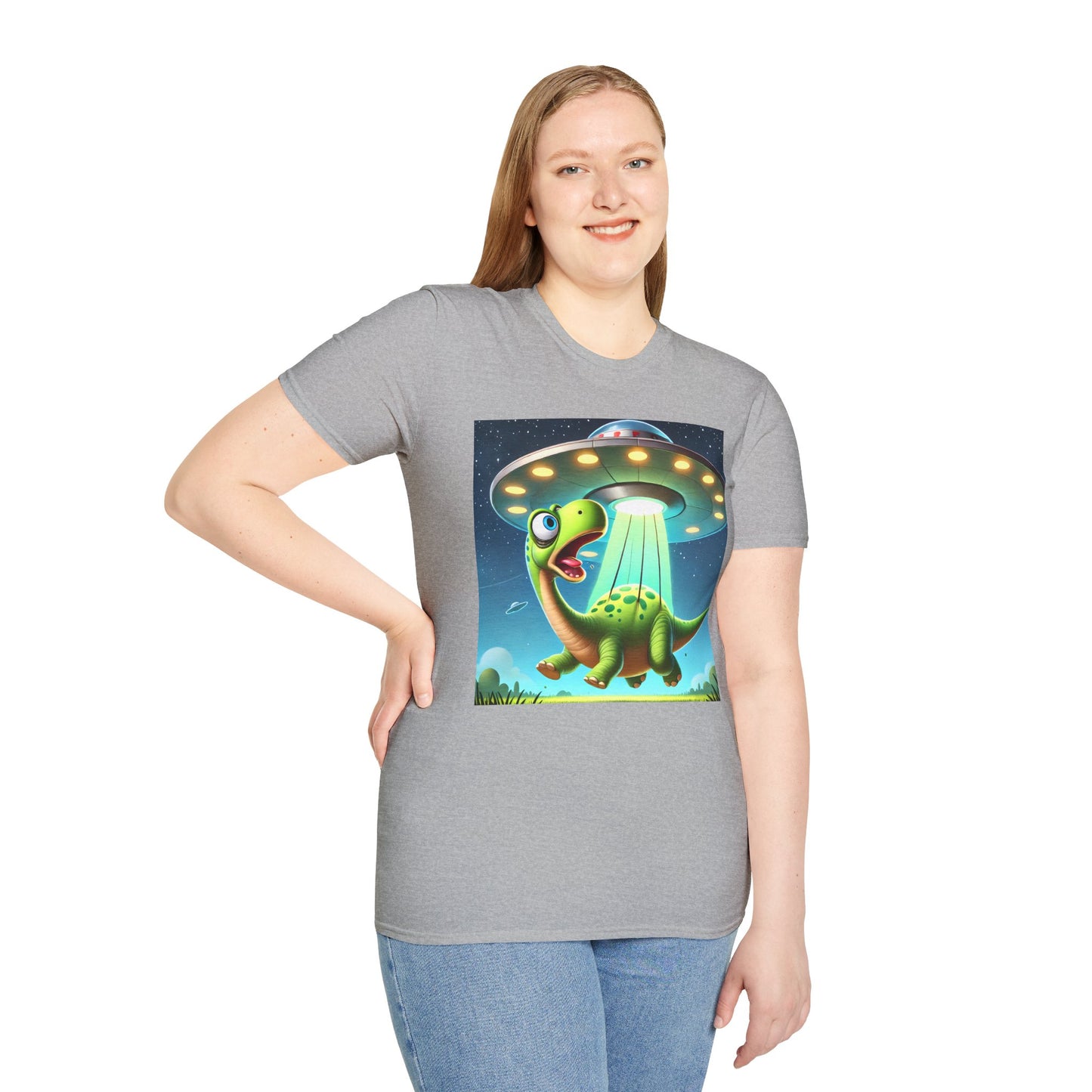 Cute Alien Dinosaur Unisex T-Shirt, Fun Graphic Tee, Kids & Adults, Space Theme, Playful Gift Idea, Birthday, Casual Wear