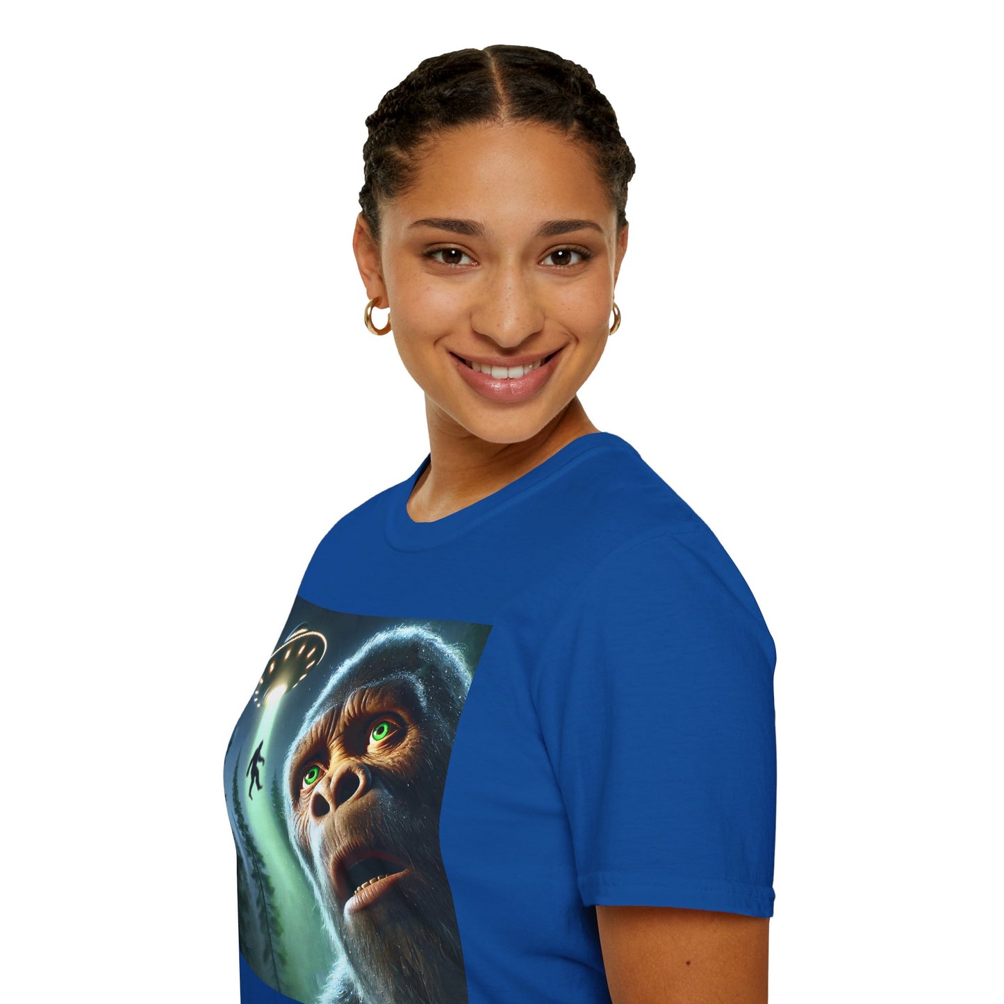 Bigfoot UFO Unisex T-Shirt, Funny Graphic Tee, Gift for Alien Lovers, Unique Summer Shirt, Casual Everyday Wear, t-shirt, tshirts, party