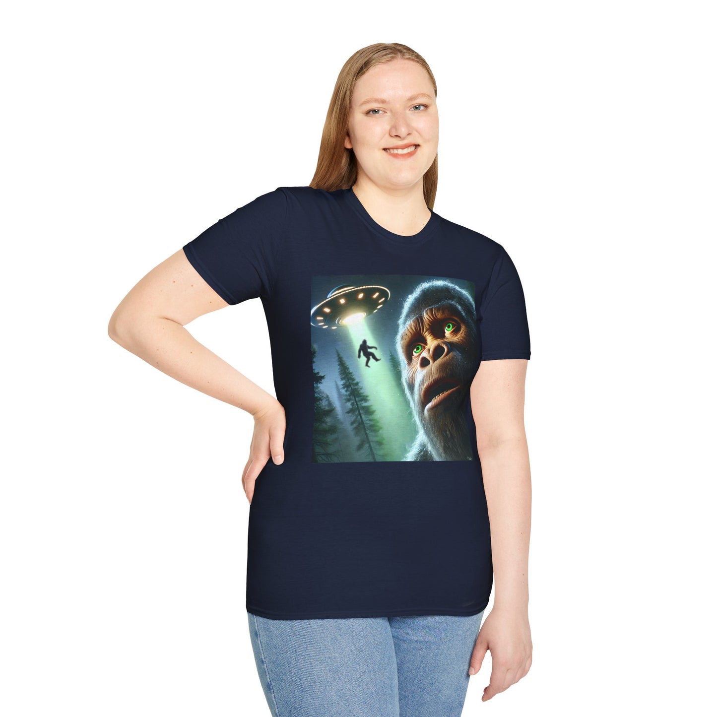 Bigfoot UFO Unisex T-Shirt, Funny Graphic Tee, Gift for Alien Lovers, Unique Summer Shirt, Casual Everyday Wear, t-shirt, tshirts, party