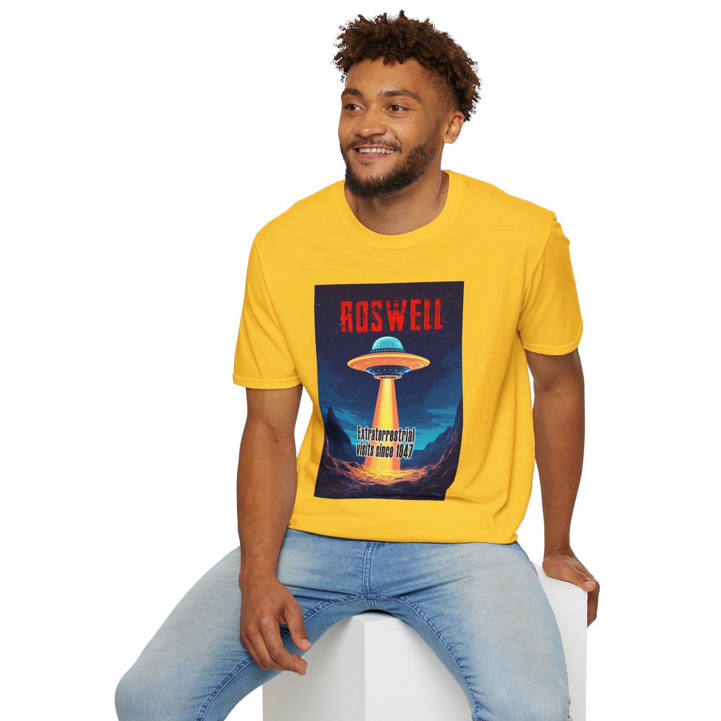 Roswell Alien Encounter Unisex T-Shirt, Retro Space UFO Tee, Sci-Fi Lovers Gift, Convention Wear, Extraterrestrial Tee, graphic design, png