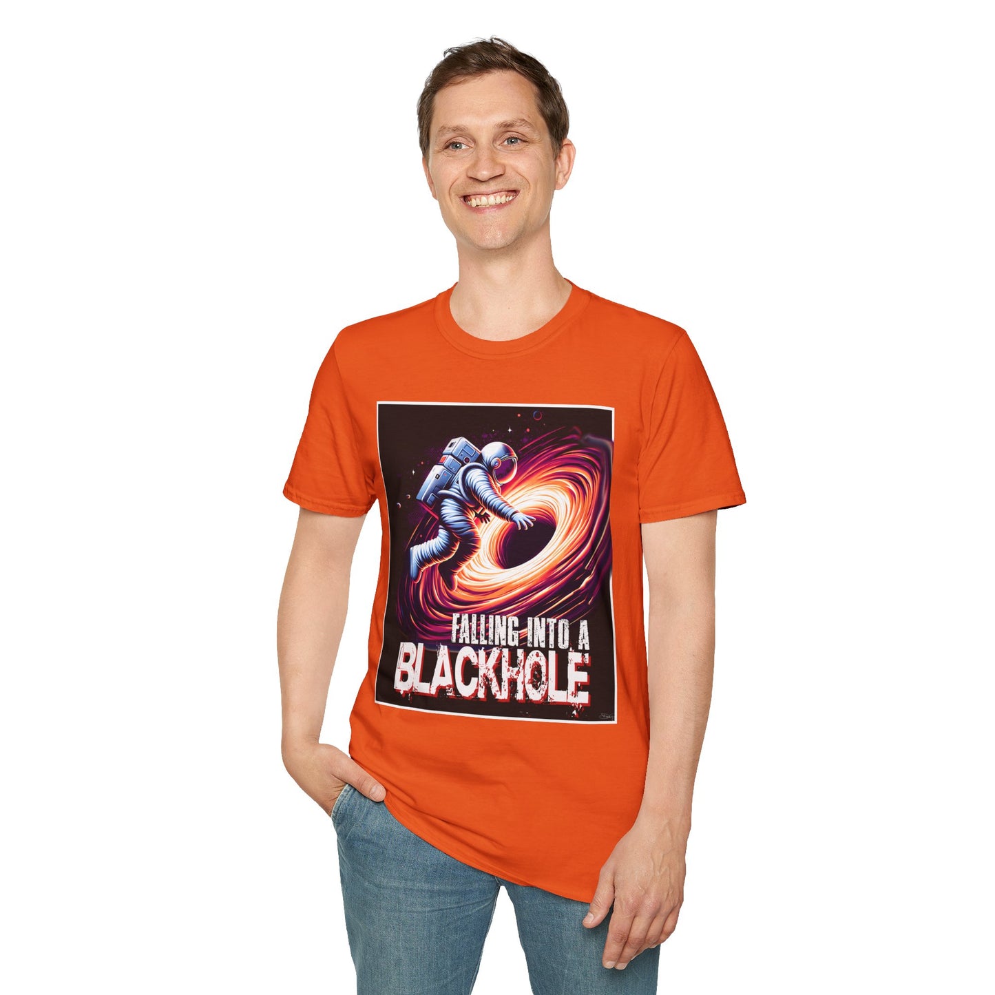 Falling Into a Blackhole Unisex Softstyle, T-Shirt, Space Lover Gift, Sci-Fi Tee, Astronomy Shirt, Creative Graphic T-Shirt, Gift Astronaut
