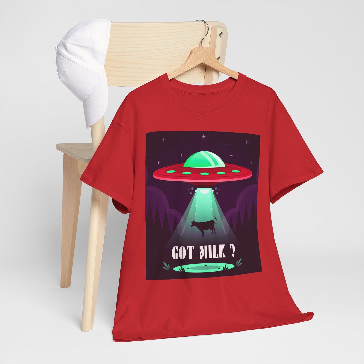 Got Milk? Unisex Heavy Cotton Tee, UFO abduction, comedy, funny, t-shirt, t-shirt, graphic design, tee, png