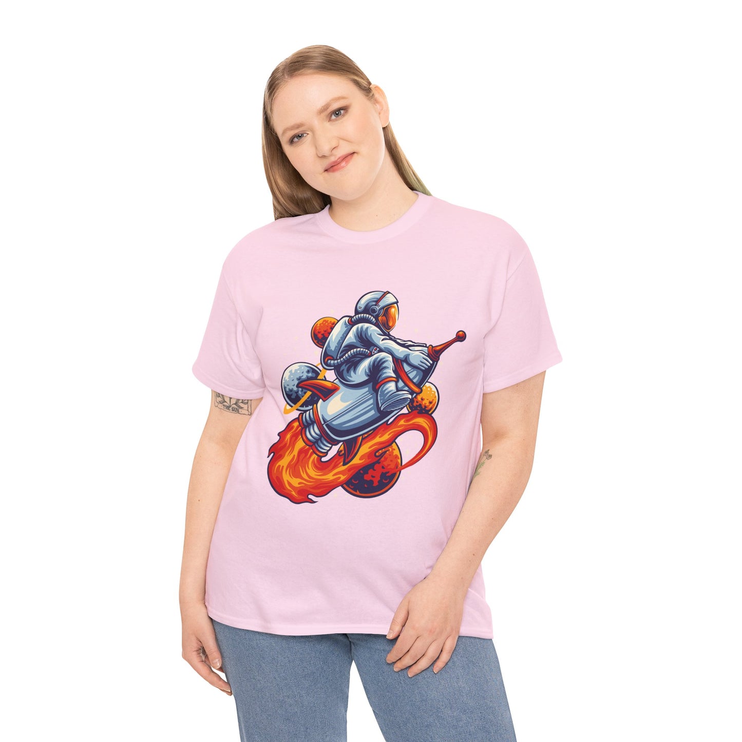 Retro Space Explorer Unisex Heavy Cotton Tee, graphic designed, tees, t-shirt, t-shirts, png