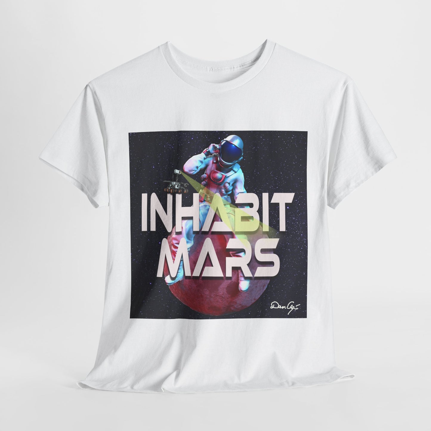 Inhabit Mars, Unisex Heavy Cotton Tee, Space, SpaceX, Universe, UFO, multiverse, graphic design, png, graphic design, t-shirts, tee