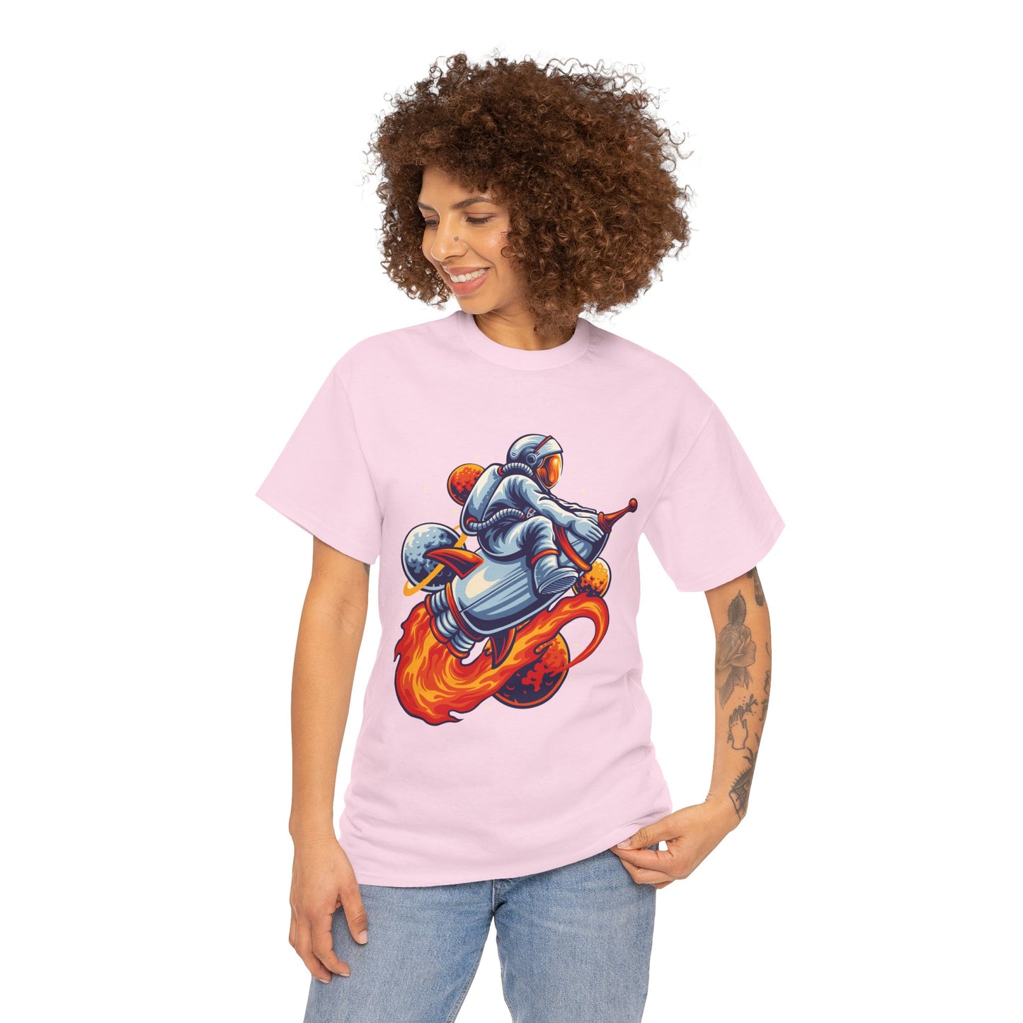 Retro Space Explorer Unisex Heavy Cotton Tee, graphic designed, tees, t-shirt, t-shirts, png