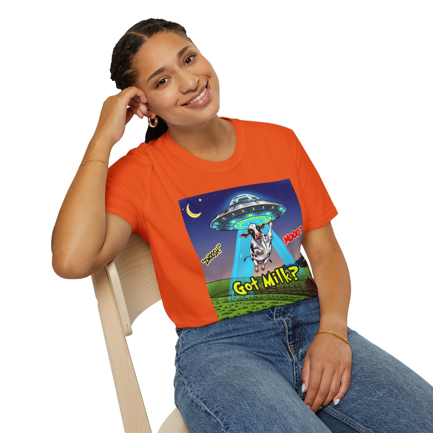 Got Milk? Funny Unisex Softstyle T-Shirt, Humorous Tee, Perfect for Cow Lovers, Milking Day, Farm-themed Gifts, Quirky Apparel, graphic