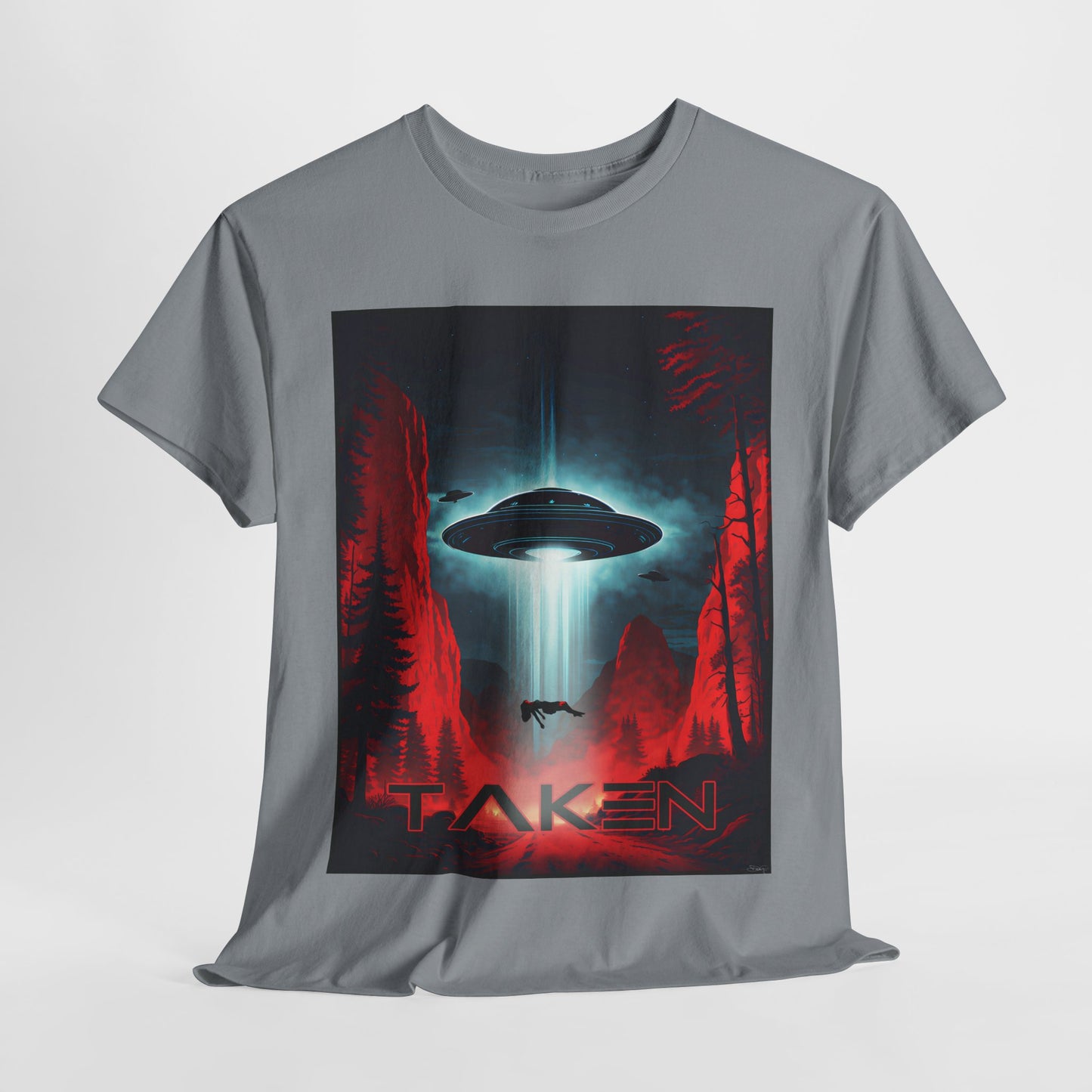 Taken, Unisex Heavy Cotton Tee, UFO inspired t-shirt, graphic design, art, png, t-shirts, tshirts, tee