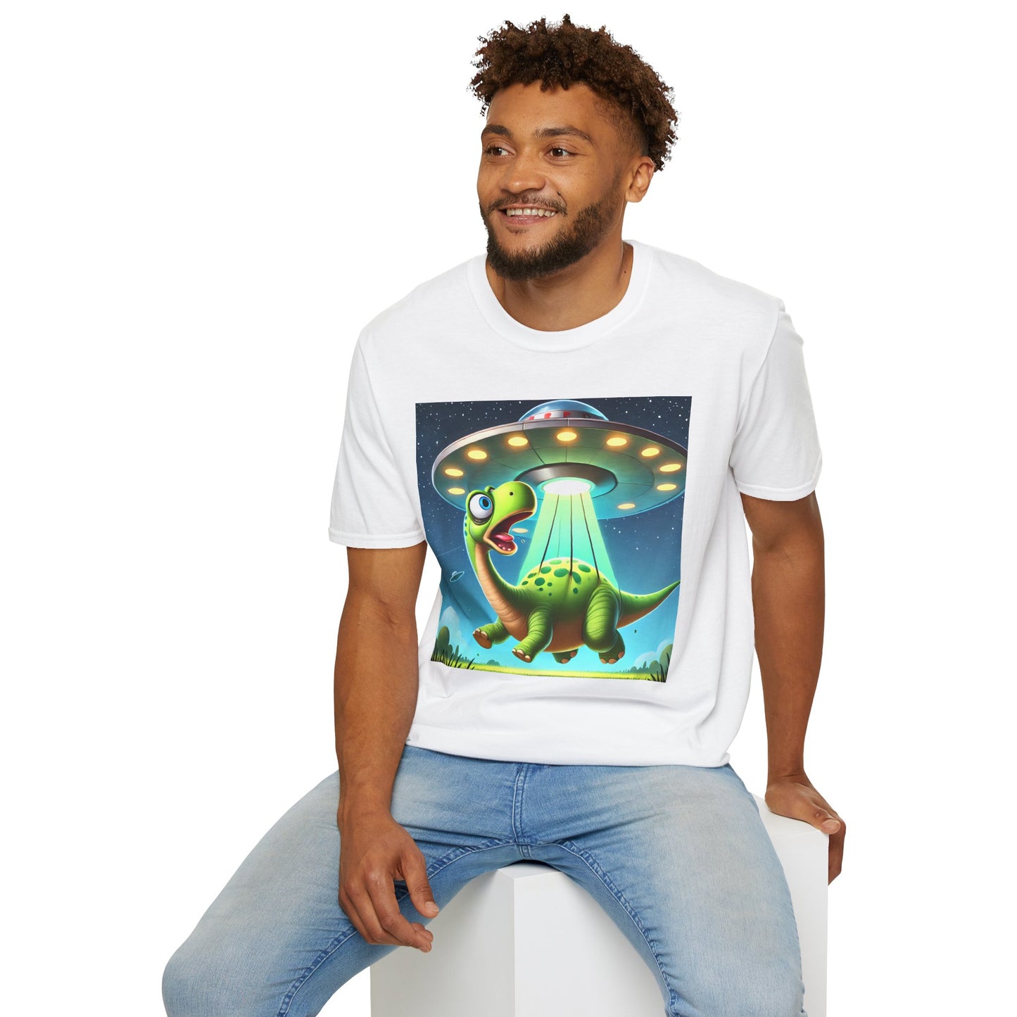 Cute Alien Dinosaur Unisex T-Shirt, Fun Graphic Tee, Kids & Adults, Space Theme, Playful Gift Idea, Birthday, Casual Wear