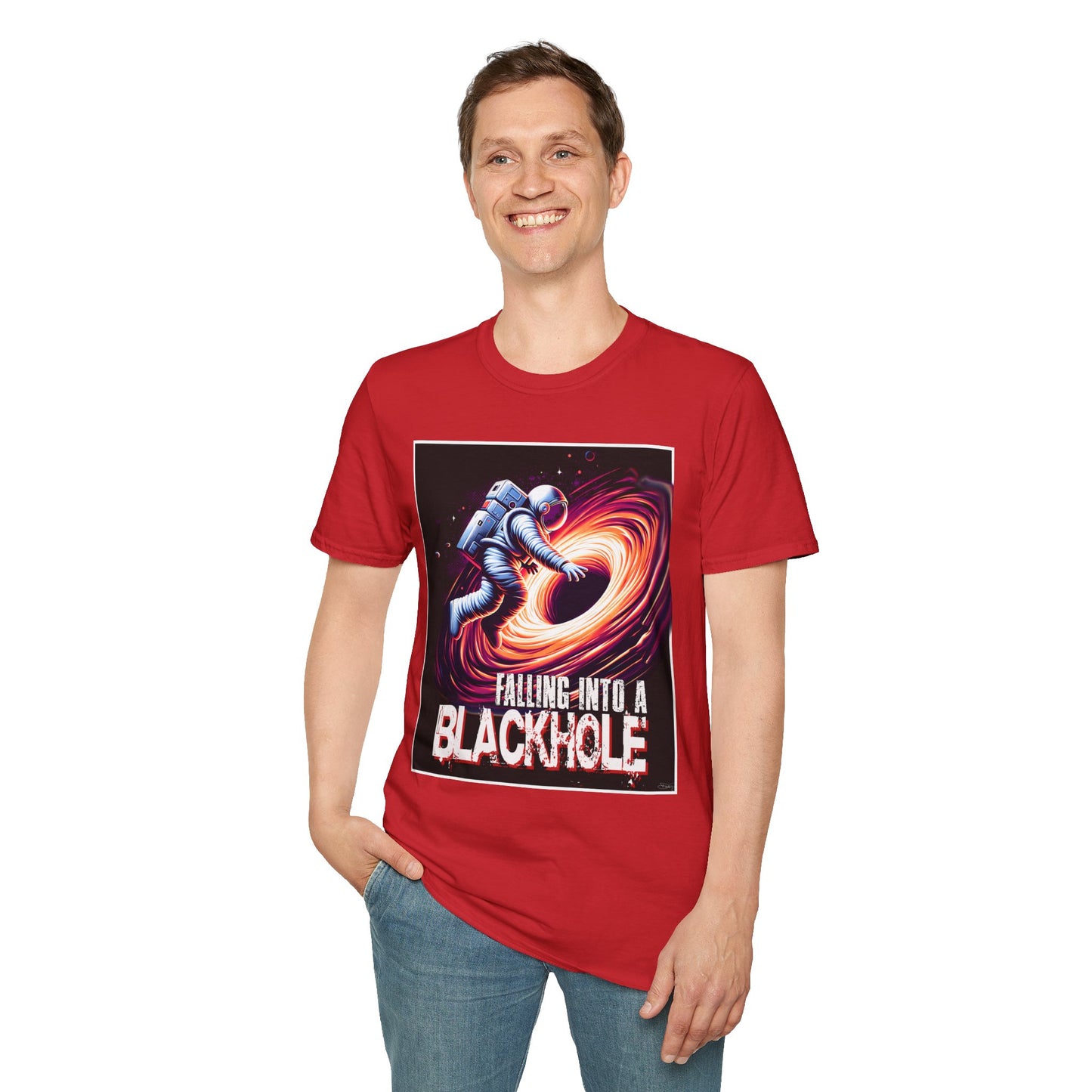 Falling Into a Blackhole Unisex Softstyle, T-Shirt, Space Lover Gift, Sci-Fi Tee, Astronomy Shirt, Creative Graphic T-Shirt, Gift Astronaut