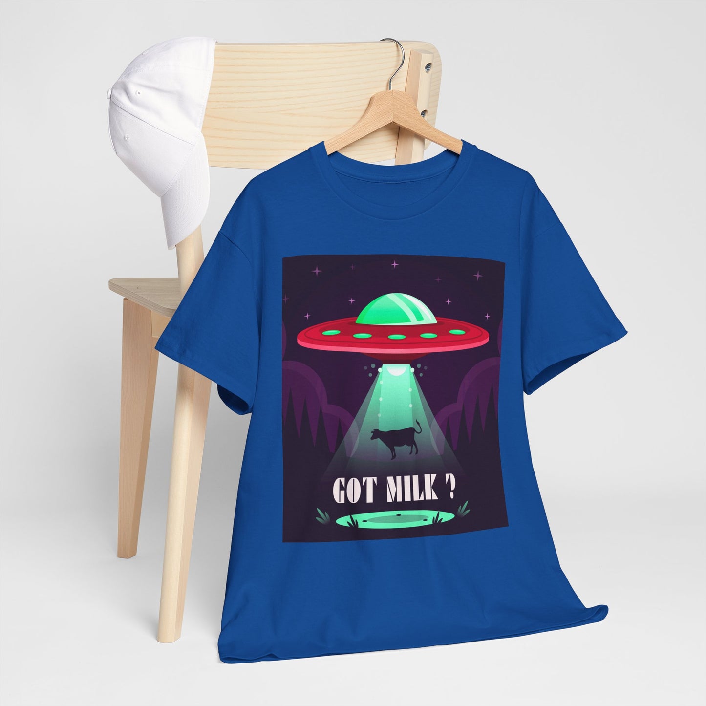 Got Milk? Unisex Heavy Cotton Tee, UFO abduction, comedy, funny, t-shirt, t-shirt, graphic design, tee, png