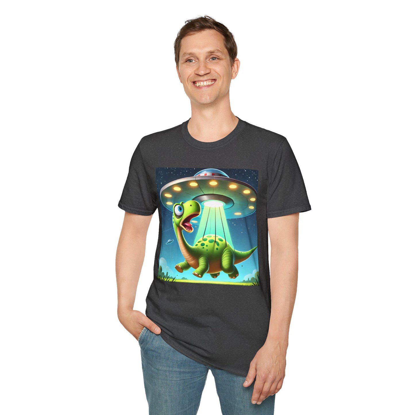 Cute Alien Dinosaur Unisex T-Shirt, Fun Graphic Tee, Kids & Adults, Space Theme, Playful Gift Idea, Birthday, Casual Wear