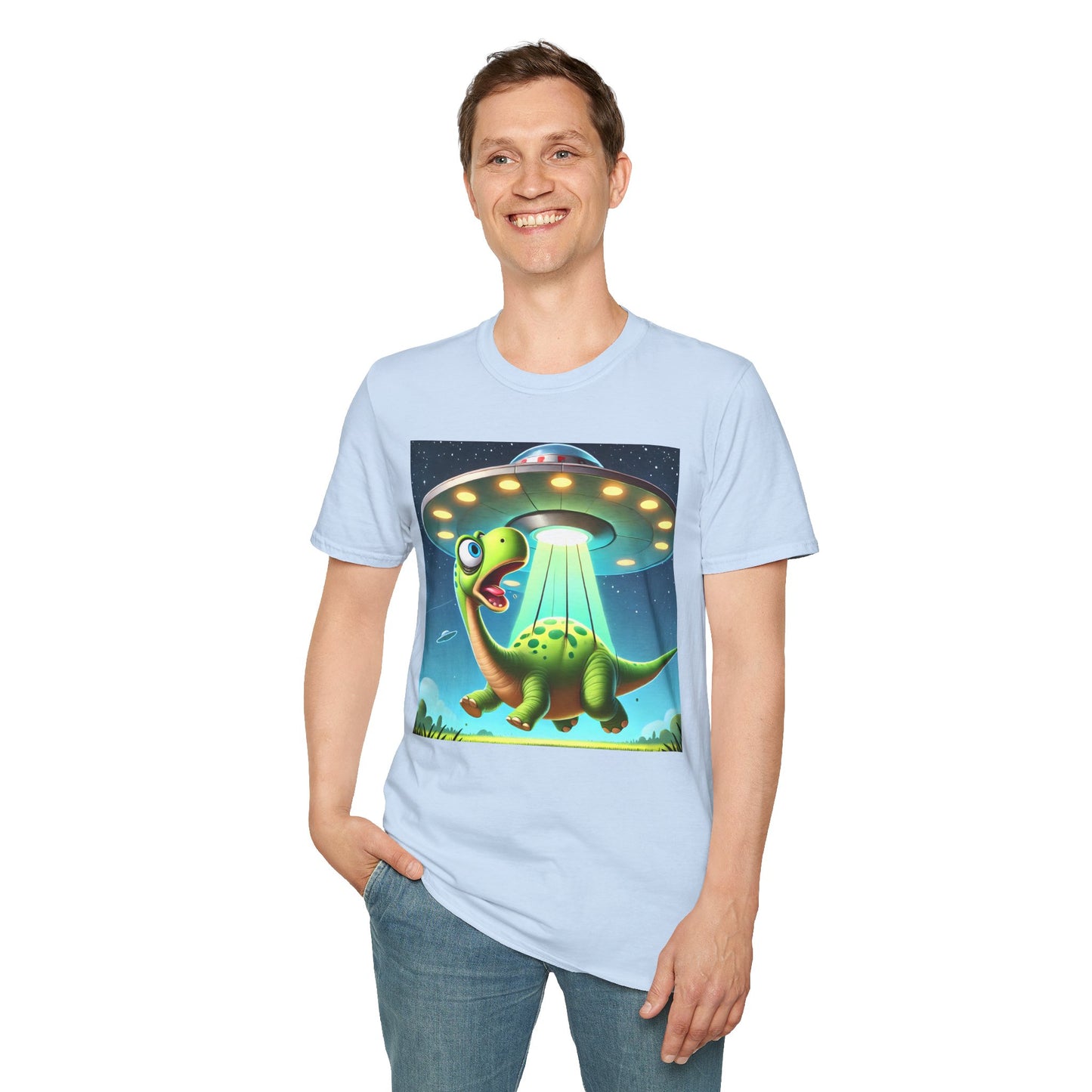 Cute Alien Dinosaur Unisex T-Shirt, Fun Graphic Tee, Kids & Adults, Space Theme, Playful Gift Idea, Birthday, Casual Wear