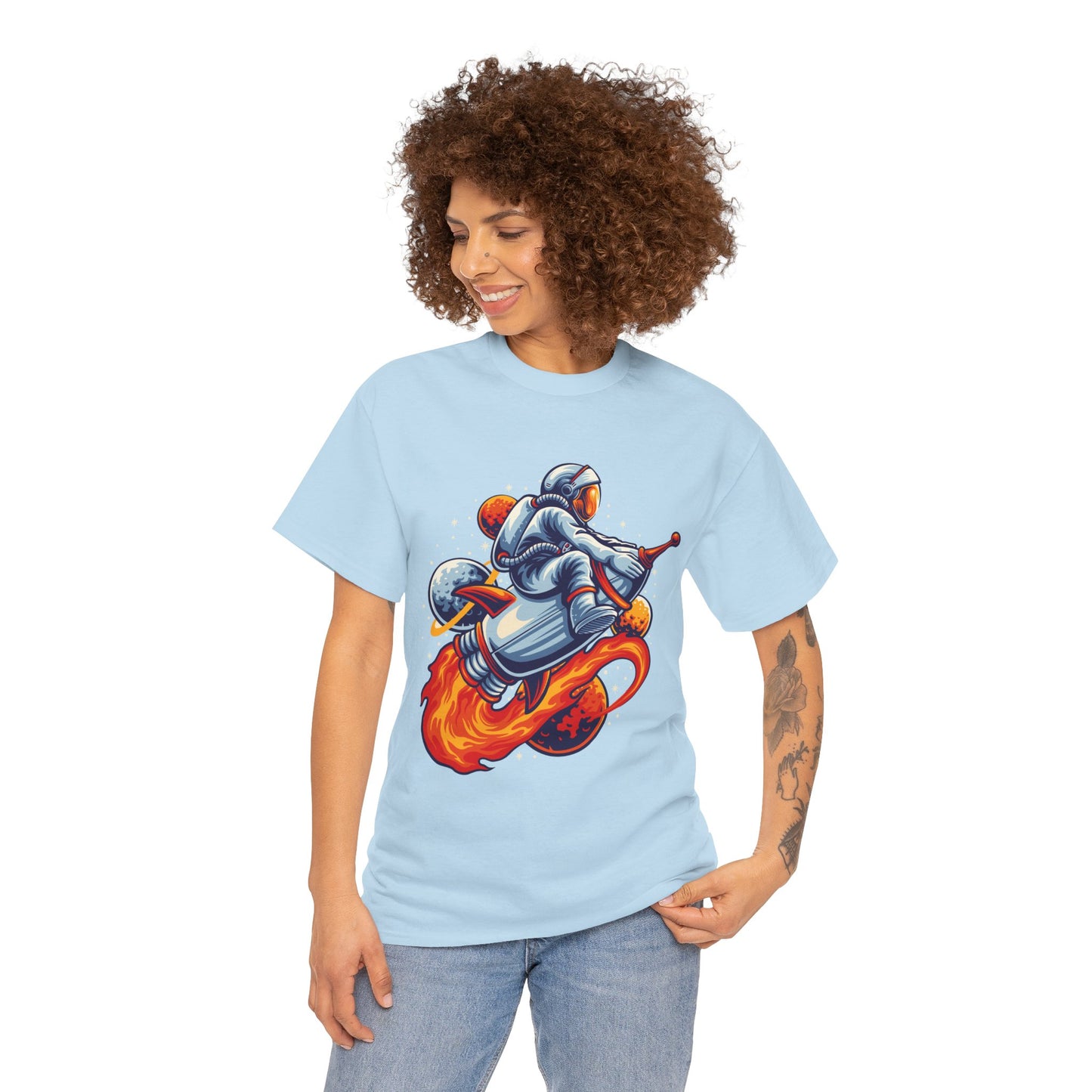 Retro Space Explorer Unisex Heavy Cotton Tee, graphic designed, tees, t-shirt, t-shirts, png