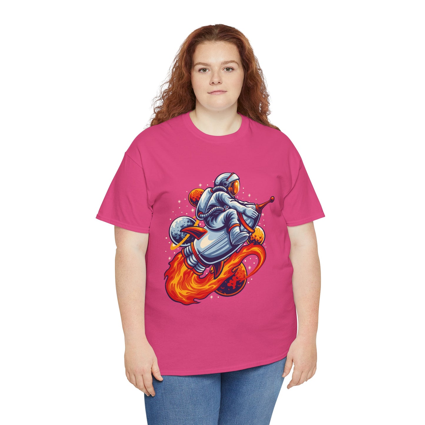 Retro Space Explorer Unisex Heavy Cotton Tee, graphic designed, tees, t-shirt, t-shirts, png