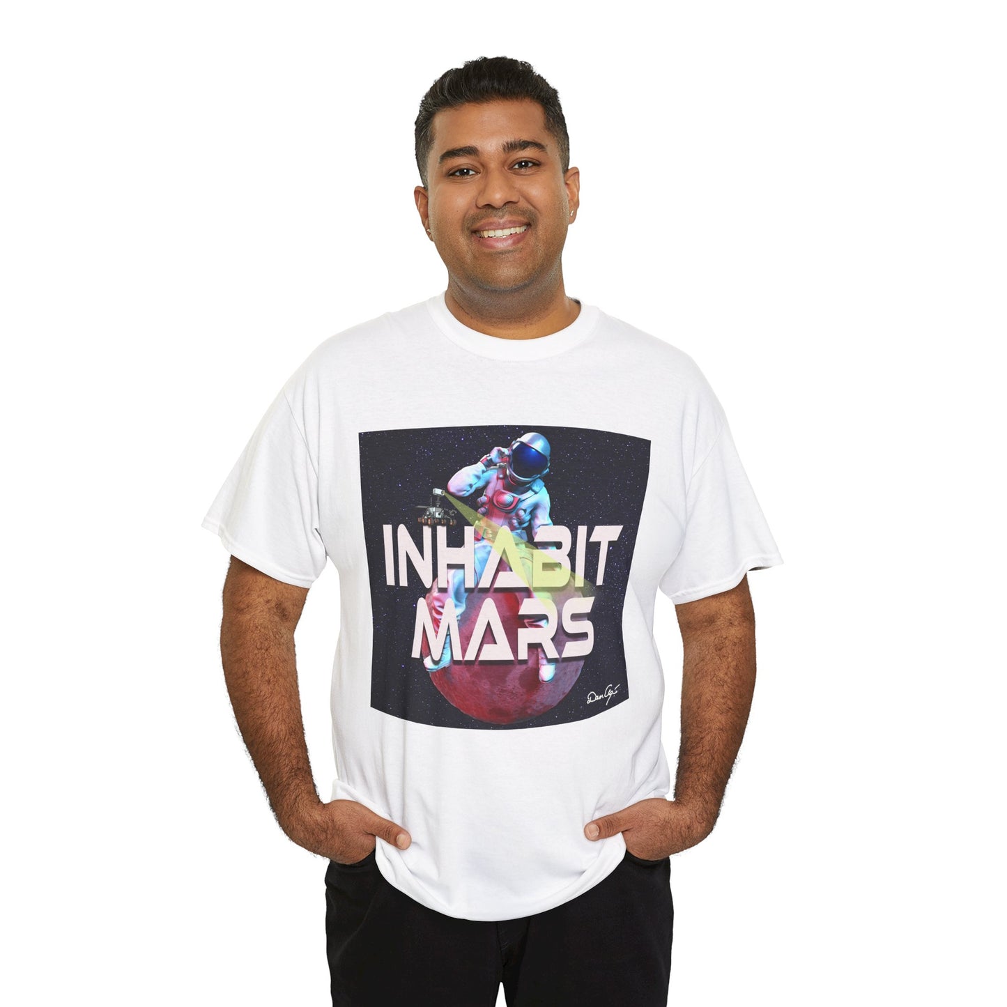 Inhabit Mars, Unisex Heavy Cotton Tee, Space, SpaceX, Universe, UFO, multiverse, graphic design, png, graphic design, t-shirts, tee