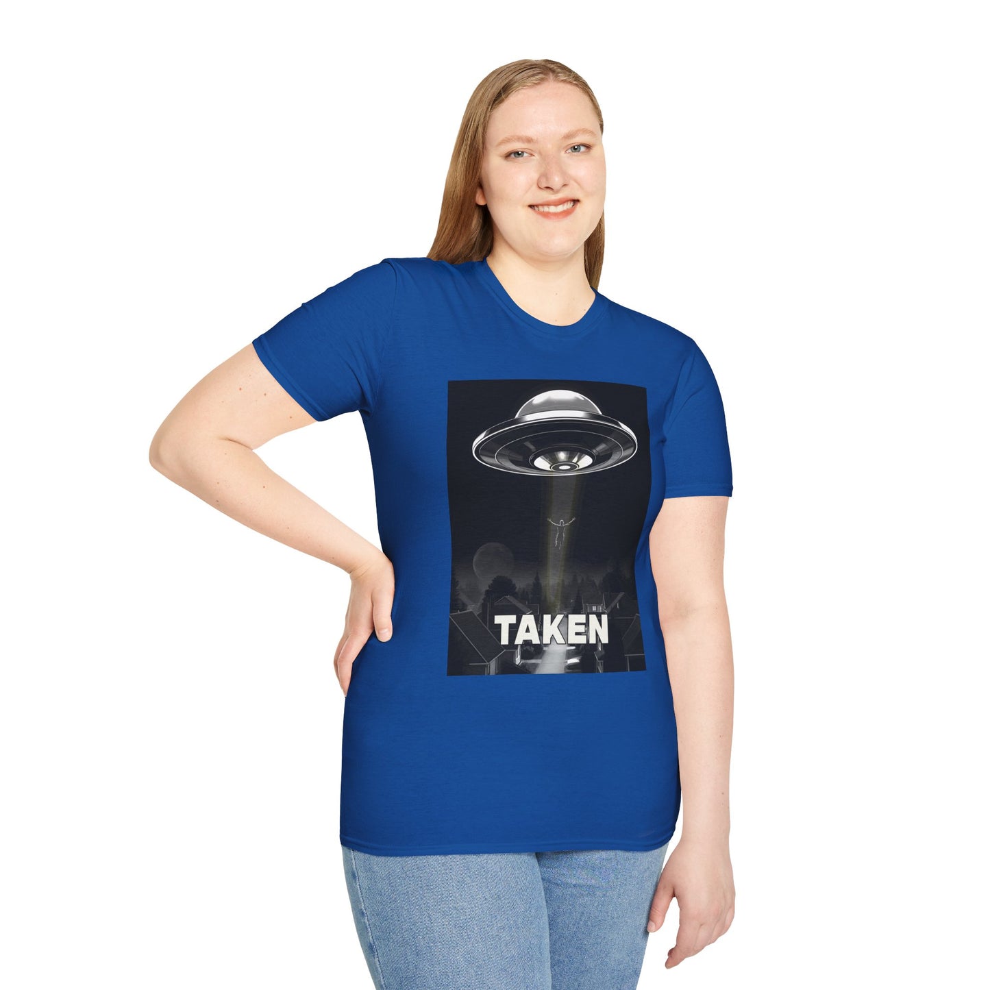 Taken 3, Alien Theme Unisex Softstyle T-Shirt, Fun Graphic Tee for UFO Lovers, Great for Casual Wear, Gifts for Sci-Fi Fans, Cool Shirt