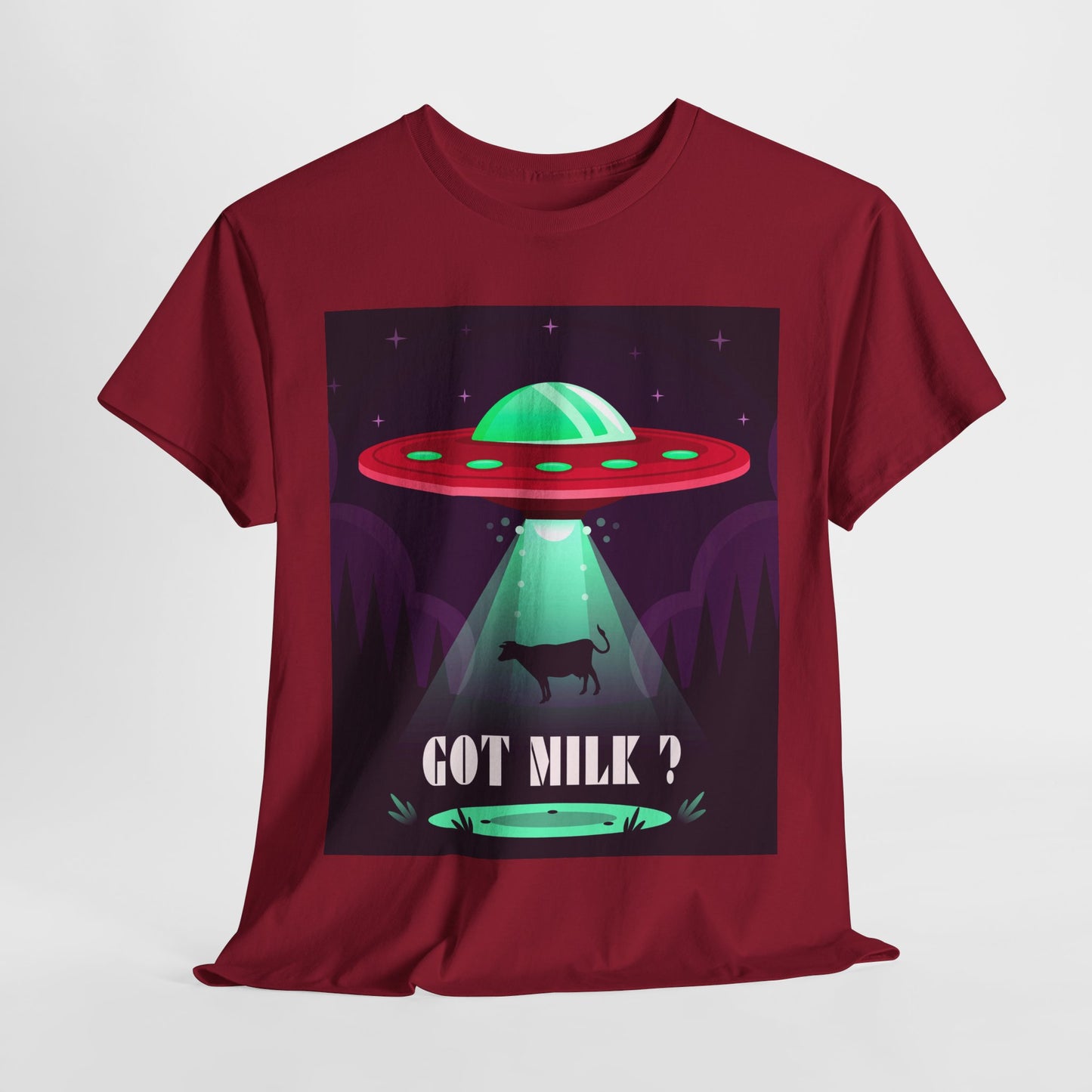 Got Milk? Unisex Heavy Cotton Tee, UFO abduction, comedy, funny, t-shirt, t-shirt, graphic design, tee, png